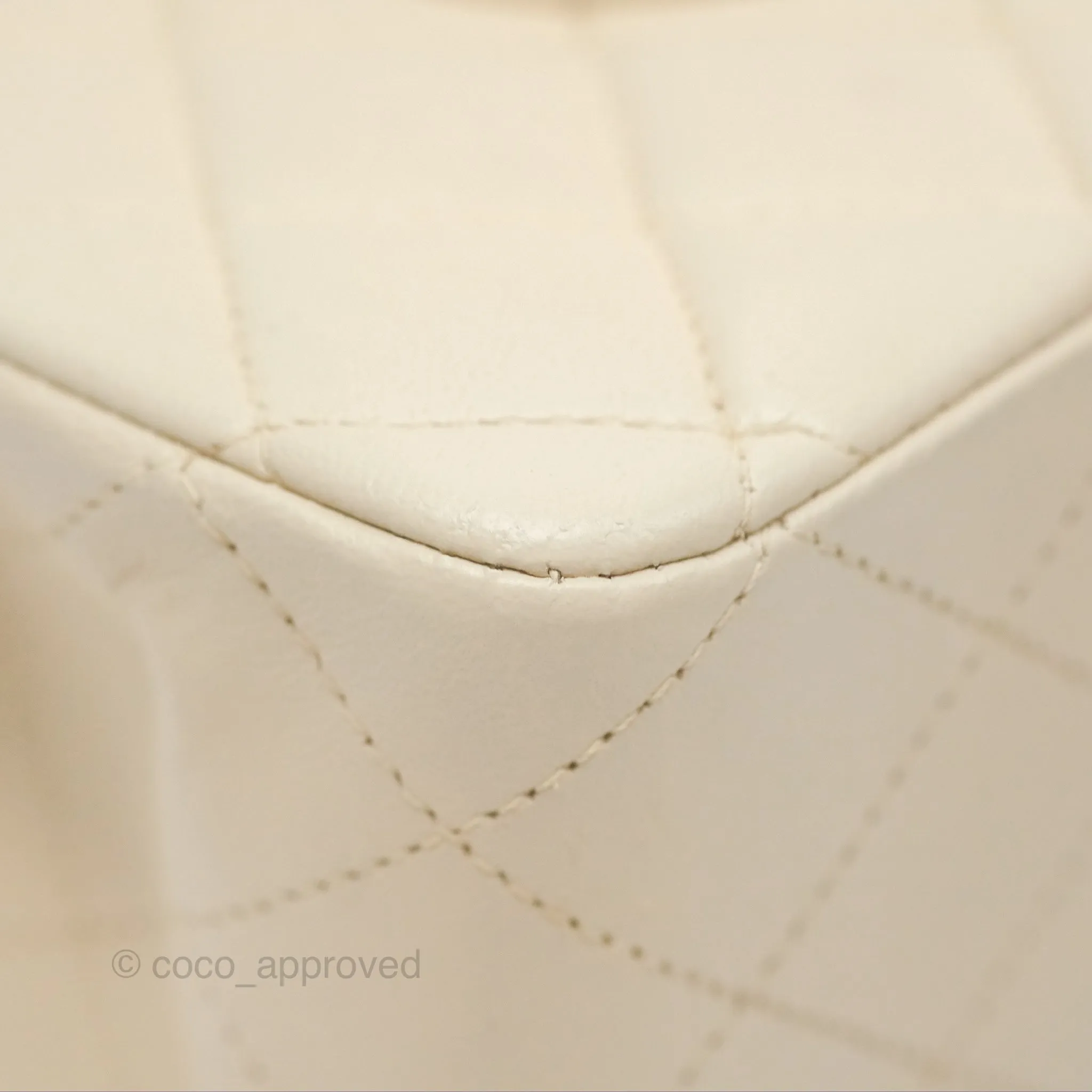 Chanel Classic M/L Medium Flap Quilted Pale Beige Lambskin Gun Metal