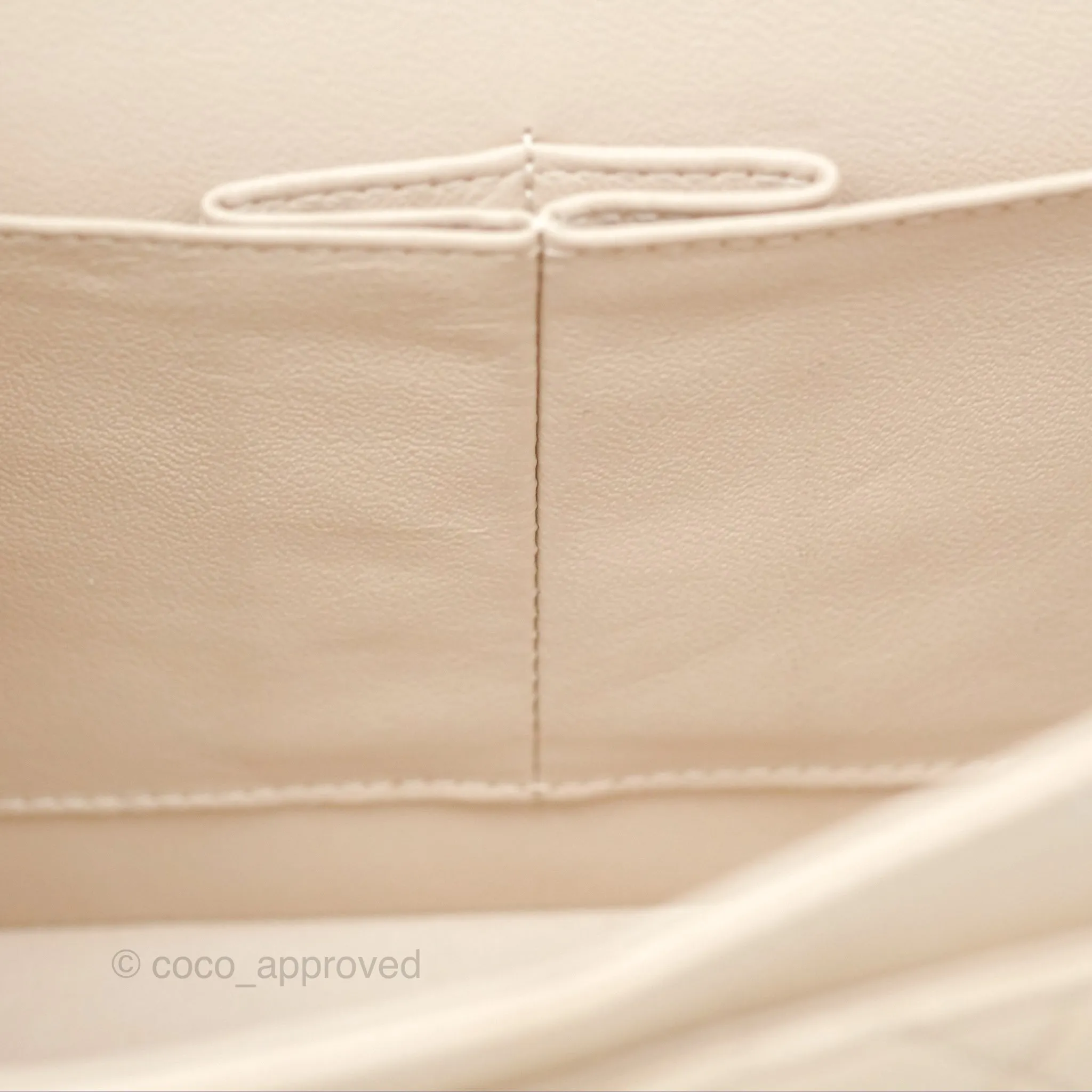 Chanel Classic M/L Medium Flap Quilted Pale Beige Lambskin Gun Metal