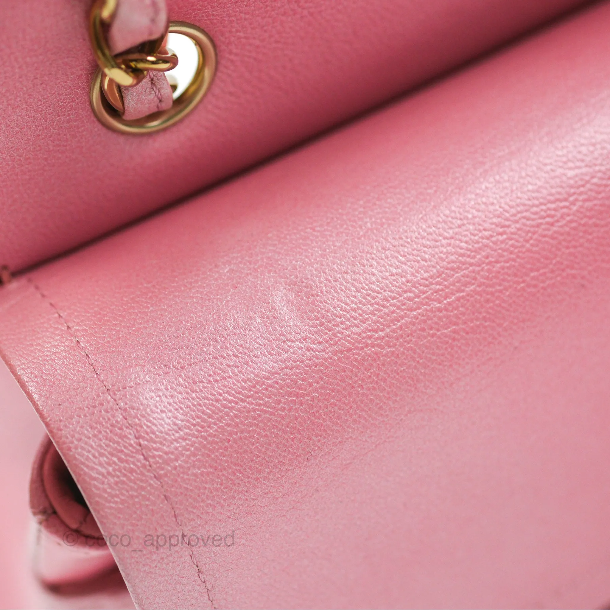 Chanel Classic M/L Medium Flap Quilted Pink Cloudy Pearly Goatskin Gold Hardware 23S