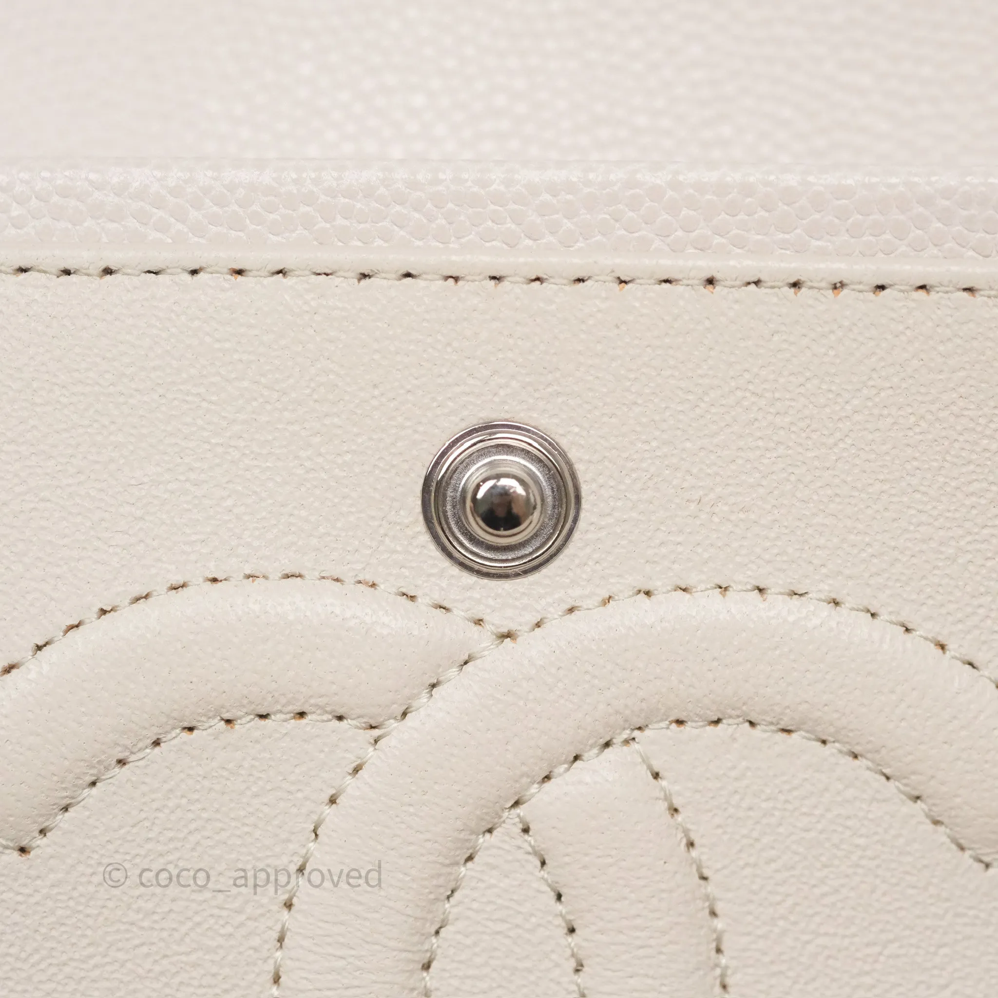 Chanel Classic M/L Medium Flap Quilted Stone Ivory Caviar Silver Hardware