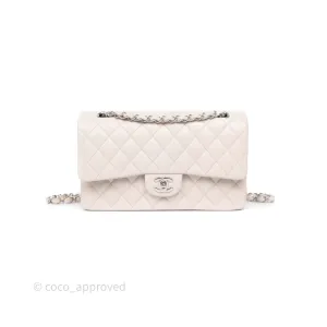 Chanel Classic M/L Medium Flap Quilted Stone Ivory Caviar Silver Hardware