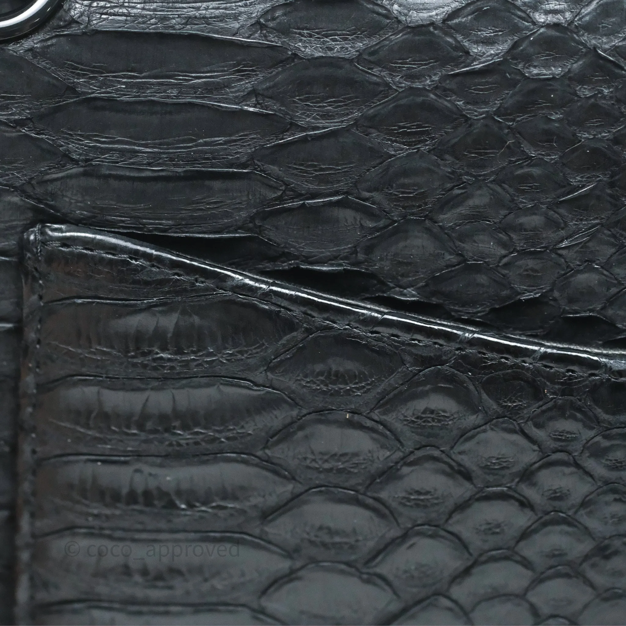 Chanel Classic M/L Medium Flap So Black Python Black Hardware