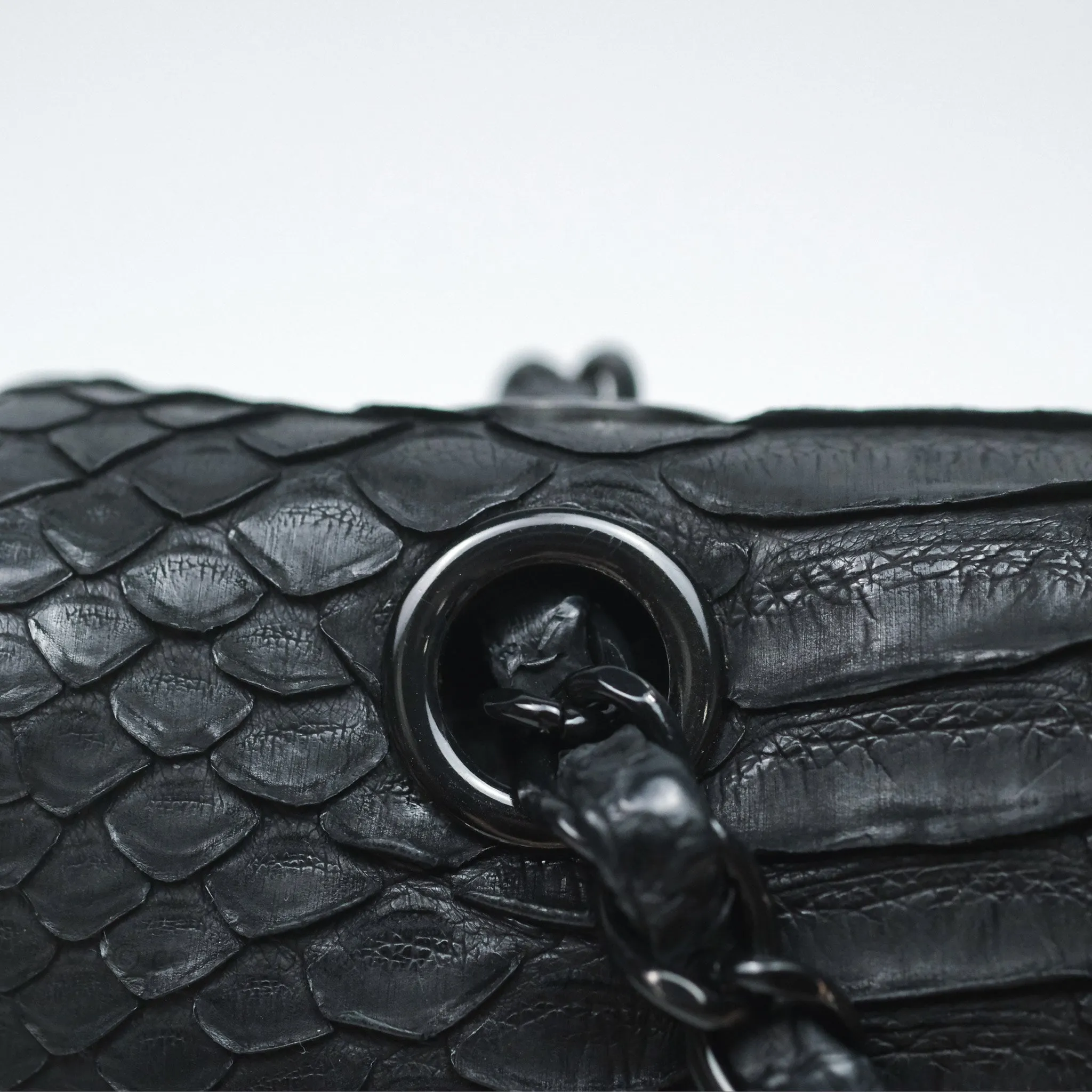 Chanel Classic M/L Medium Flap So Black Python Black Hardware