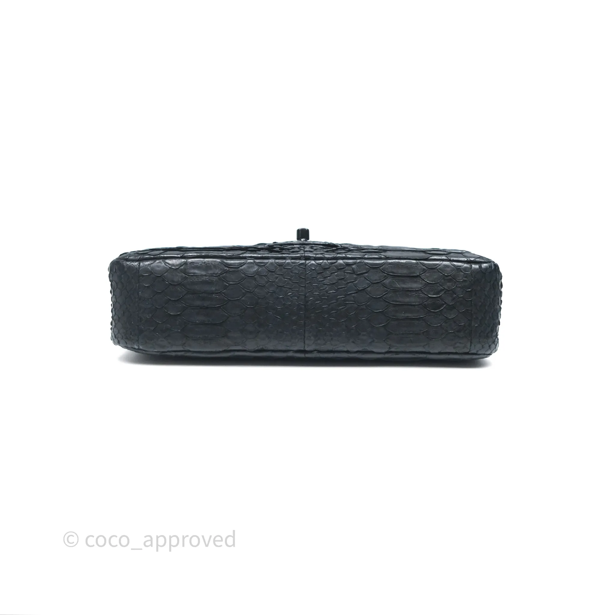 Chanel Classic M/L Medium Flap So Black Python Black Hardware