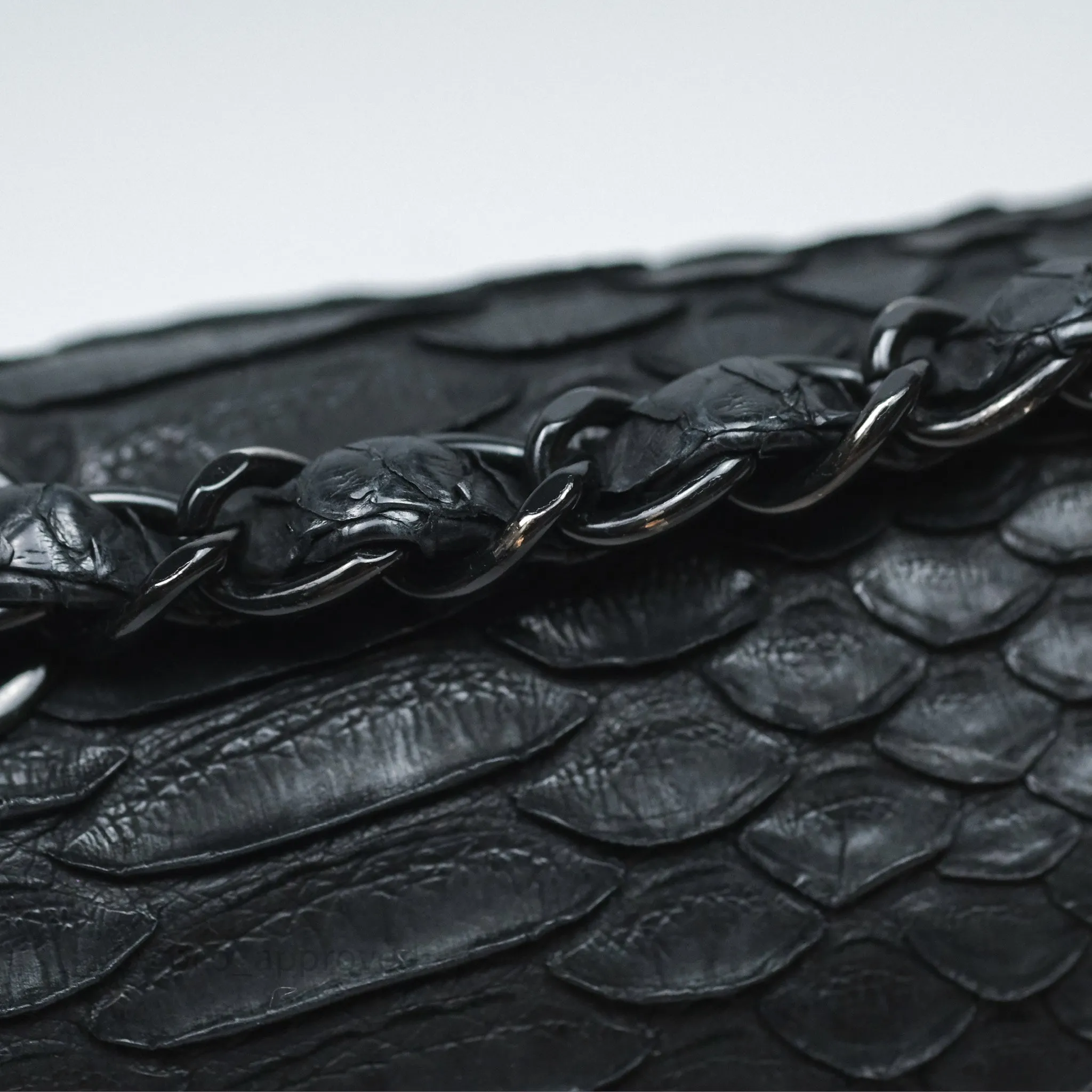 Chanel Classic M/L Medium Flap So Black Python Black Hardware