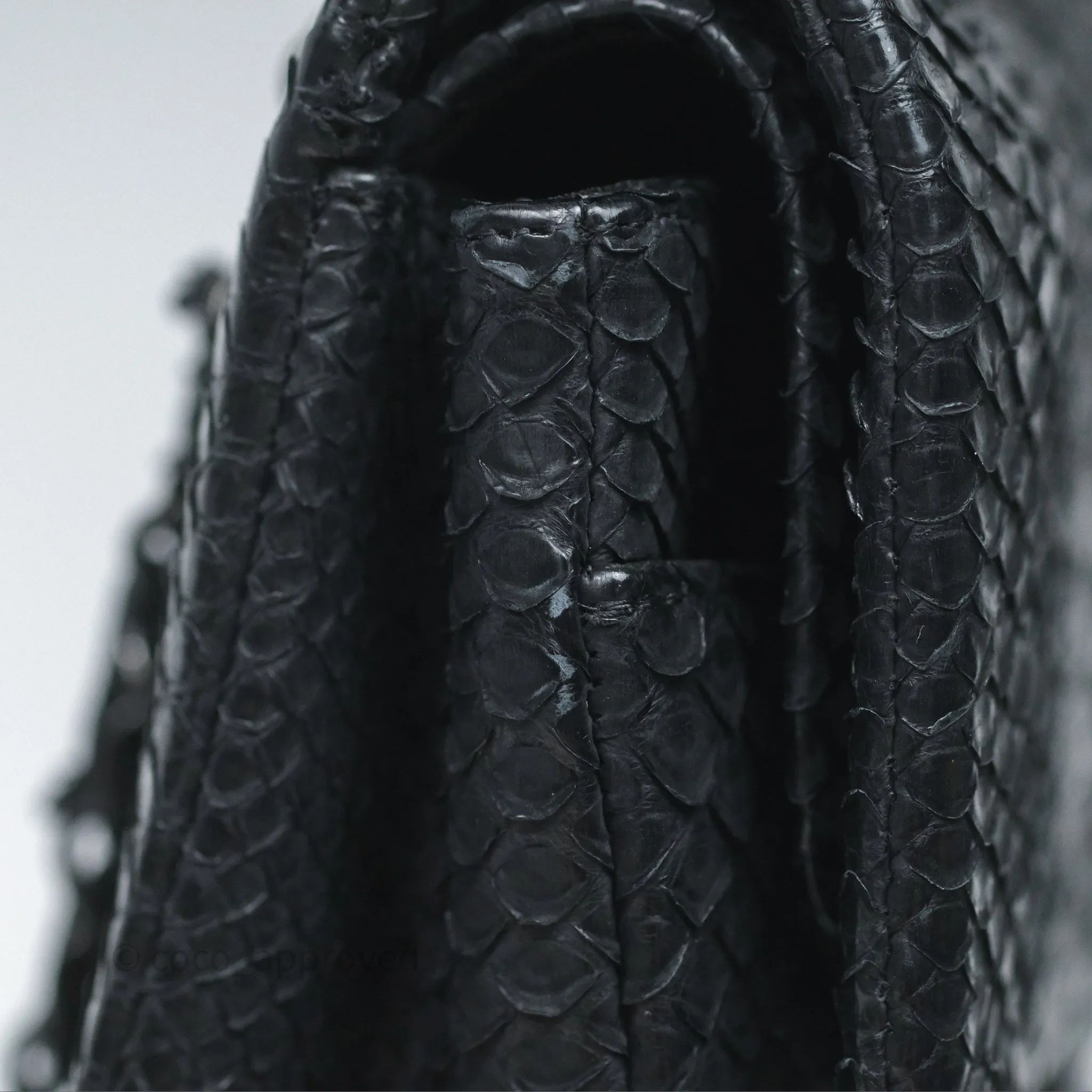 Chanel Classic M/L Medium Flap So Black Python Black Hardware