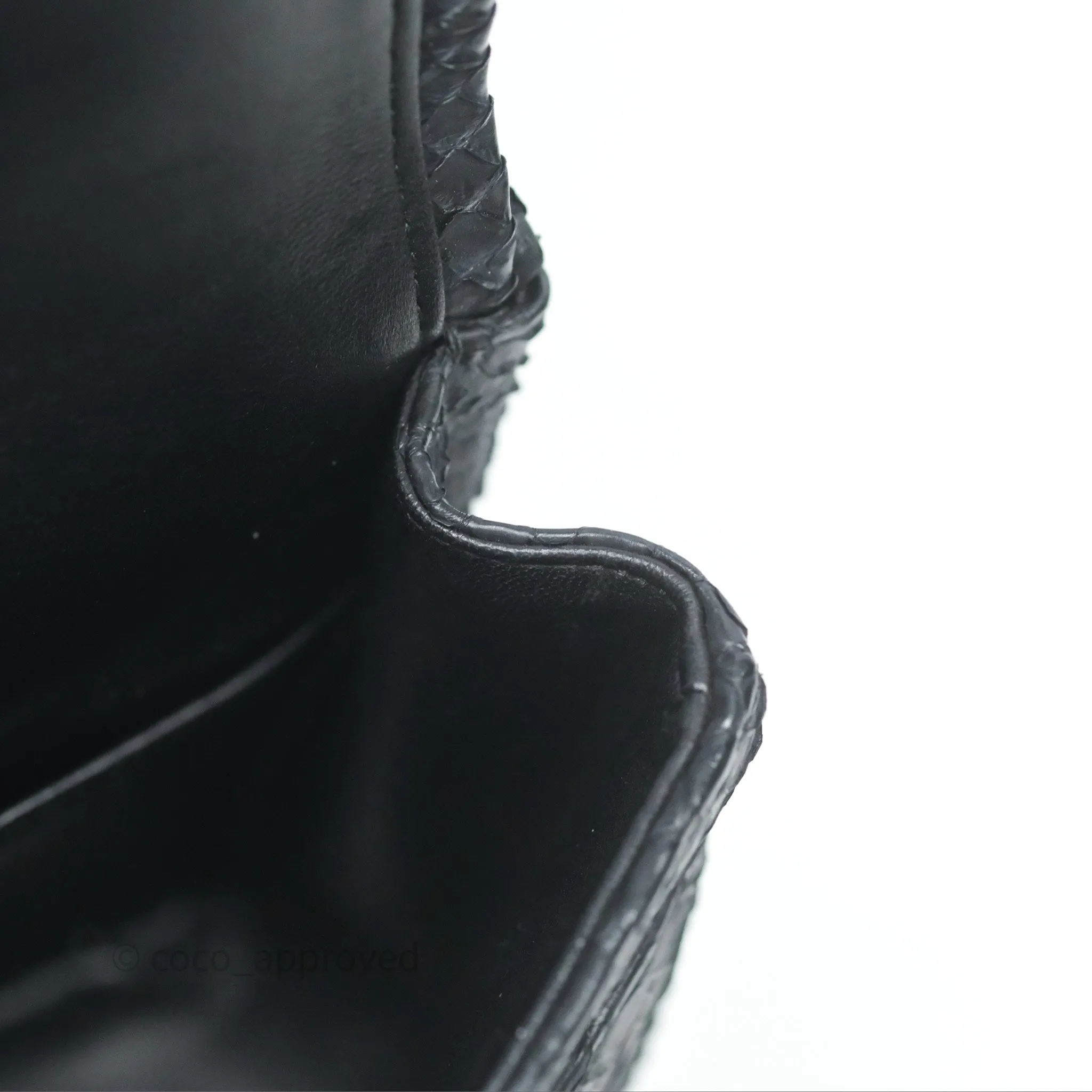 Chanel Classic M/L Medium Flap So Black Python Black Hardware