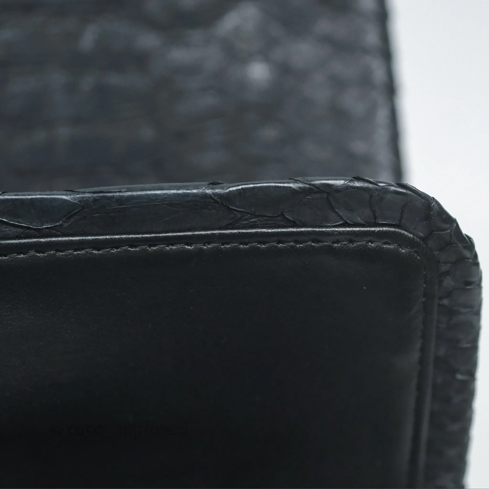 Chanel Classic M/L Medium Flap So Black Python Black Hardware