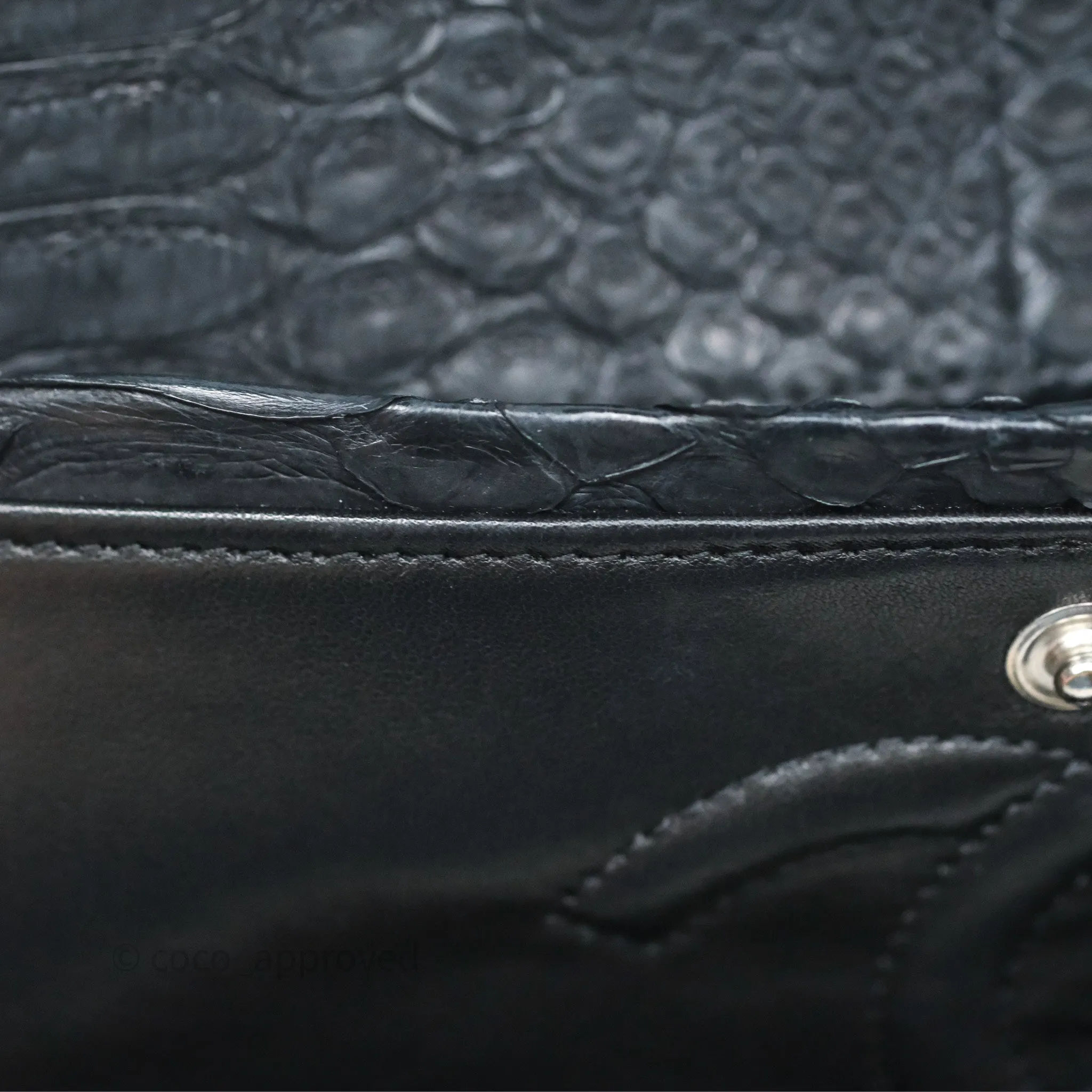Chanel Classic M/L Medium Flap So Black Python Black Hardware