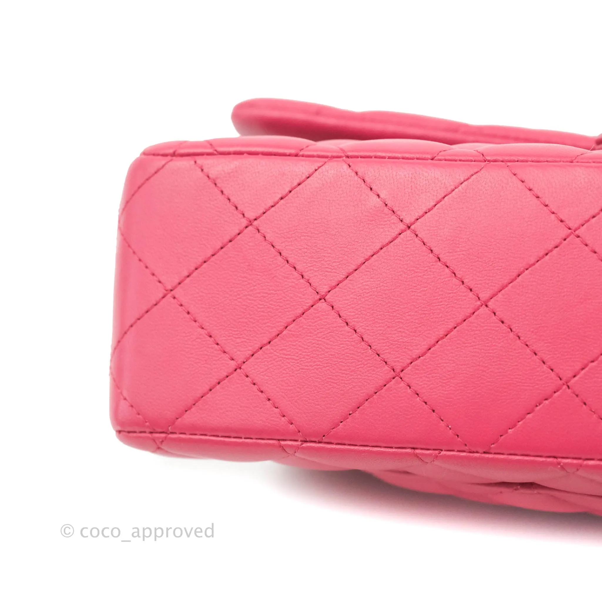 Chanel Classic Quilted M/L Medium Flap Dark Pink Lambskin Silver Hardware