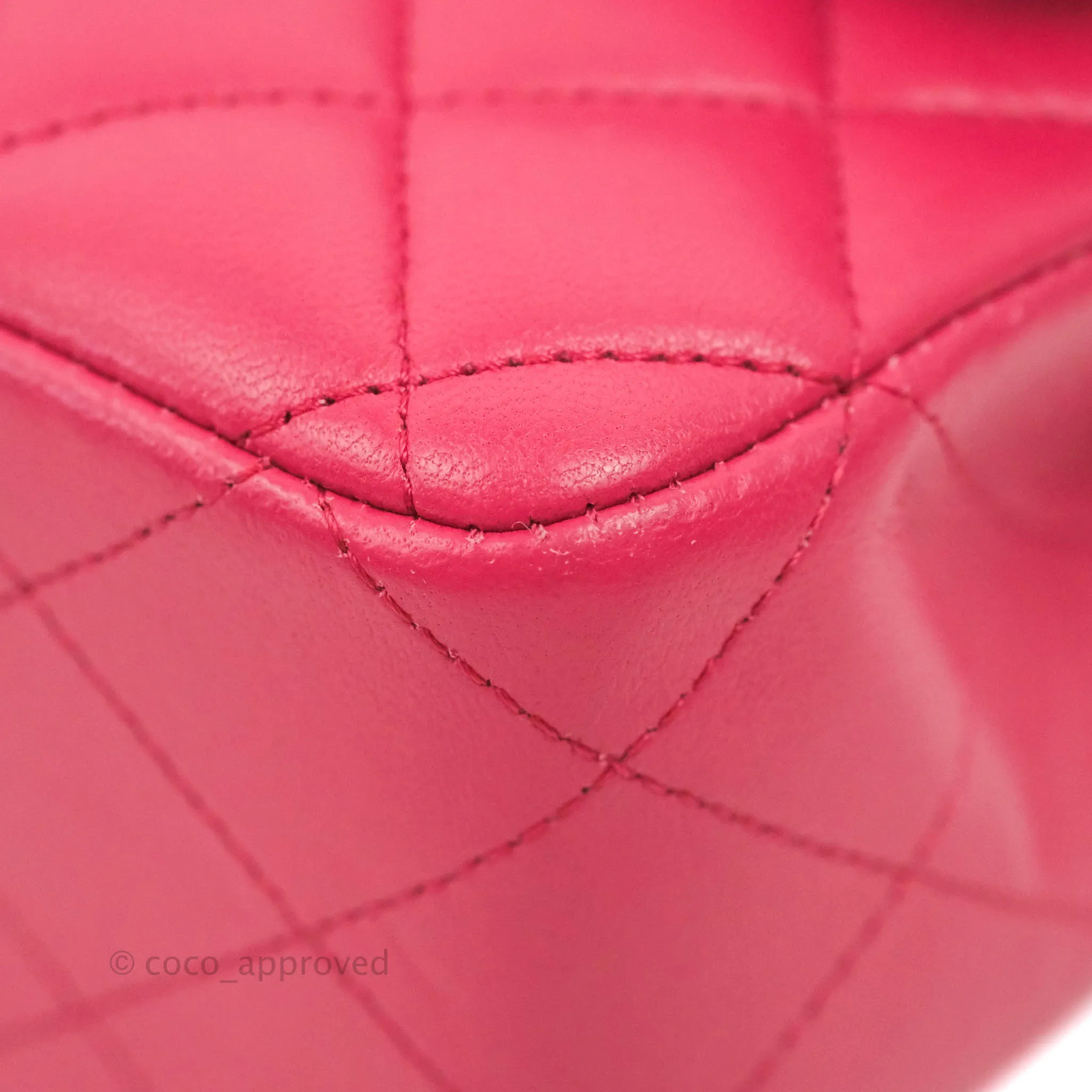 Chanel Classic Quilted M/L Medium Flap Dark Pink Lambskin Silver Hardware