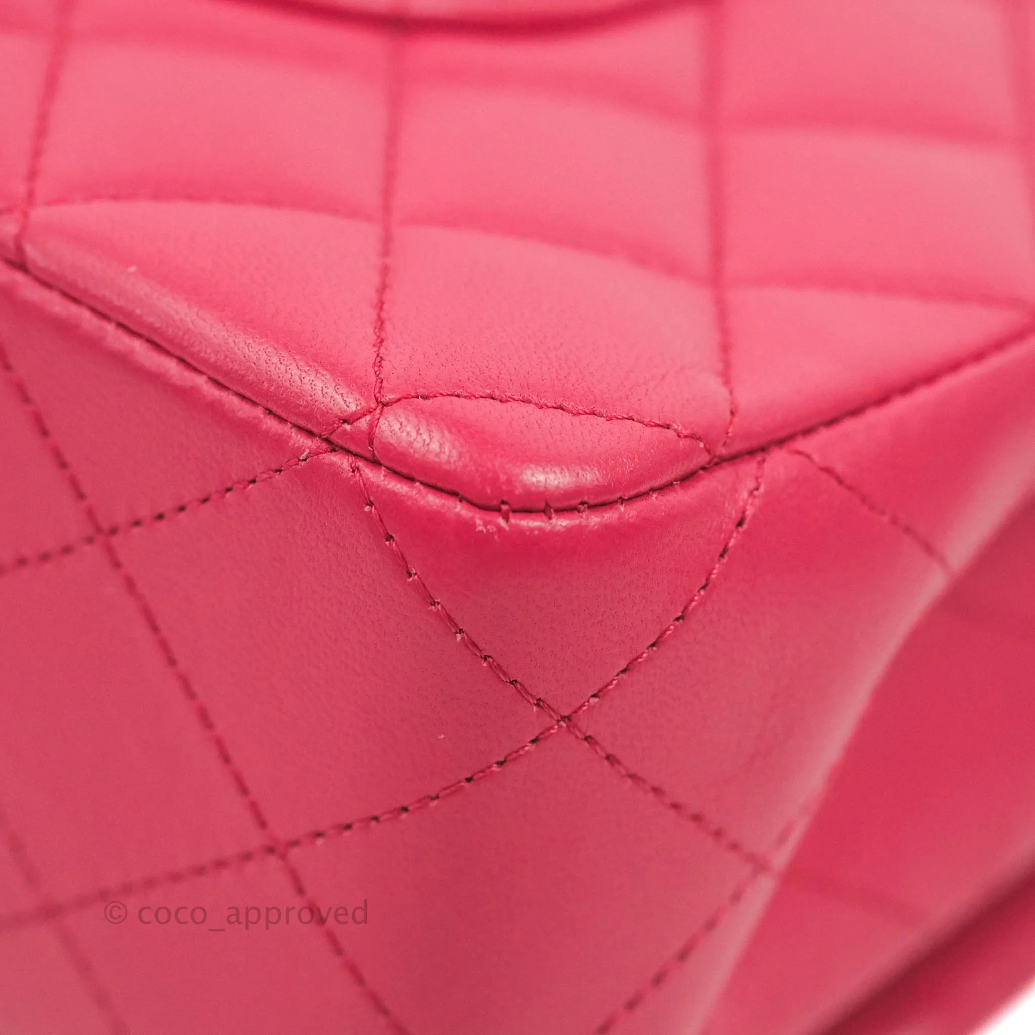 Chanel Classic Quilted M/L Medium Flap Dark Pink Lambskin Silver Hardware