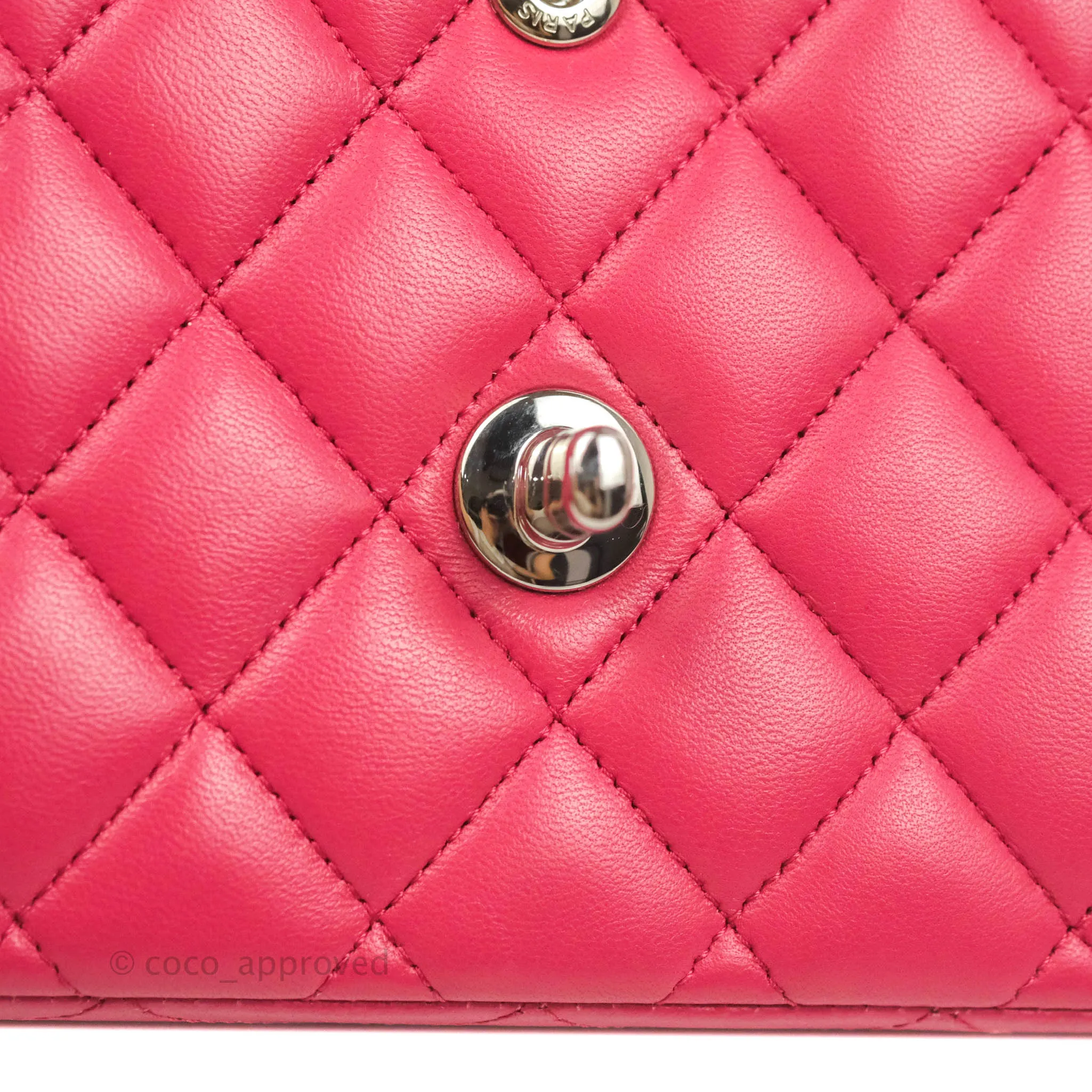 Chanel Classic Quilted M/L Medium Flap Dark Pink Lambskin Silver Hardware