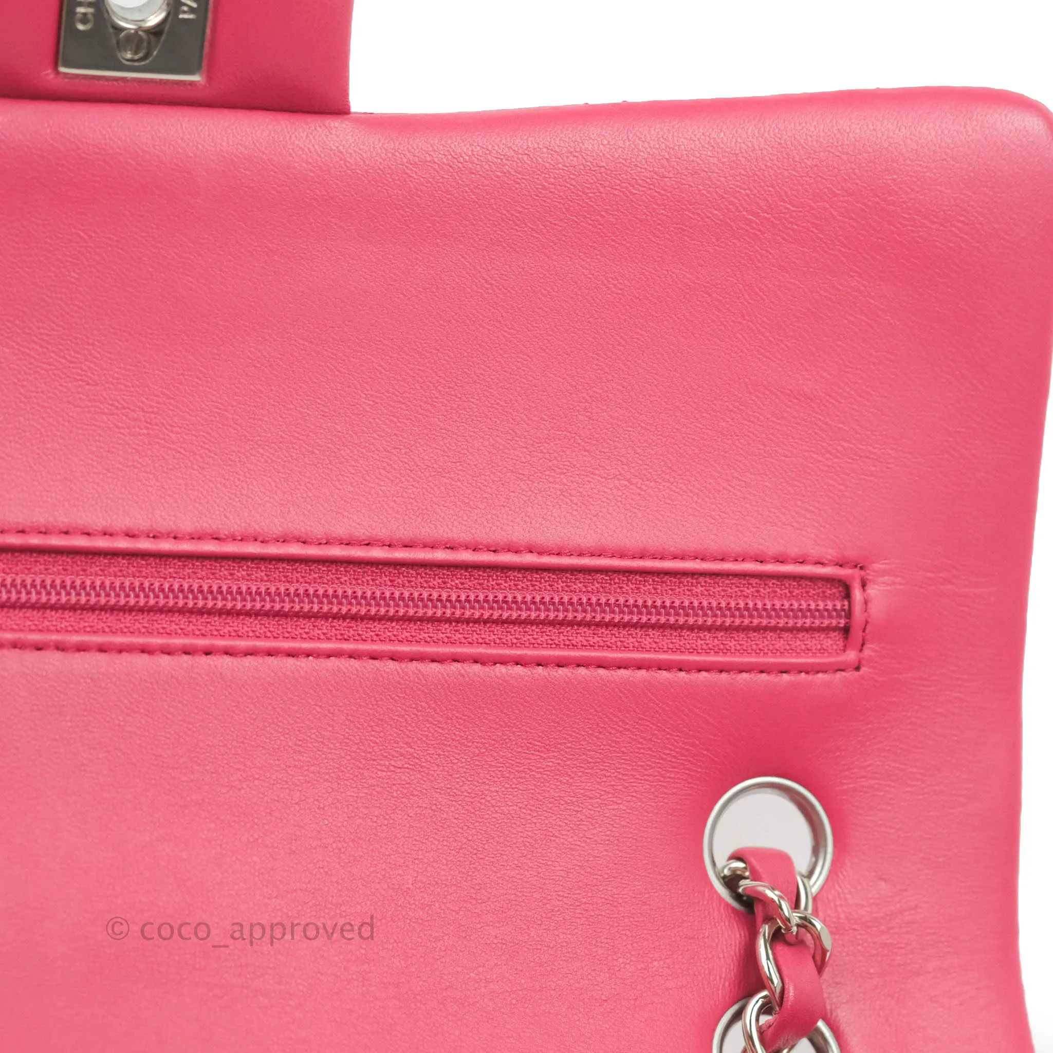 Chanel Classic Quilted M/L Medium Flap Dark Pink Lambskin Silver Hardware
