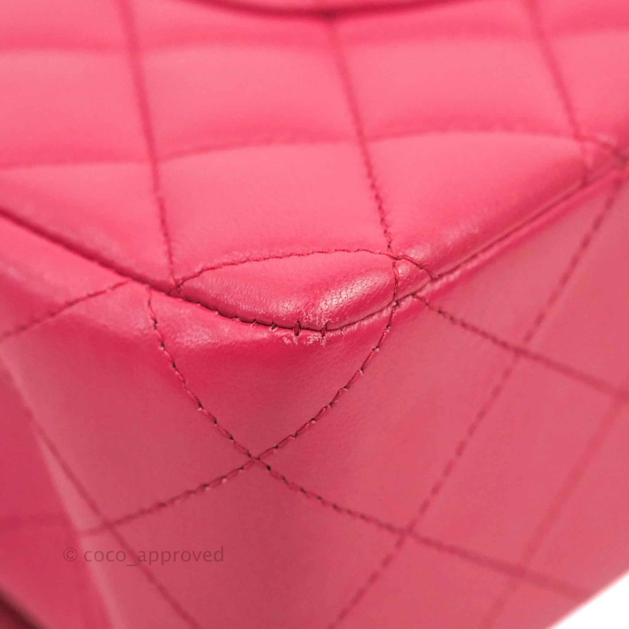 Chanel Classic Quilted M/L Medium Flap Dark Pink Lambskin Silver Hardware