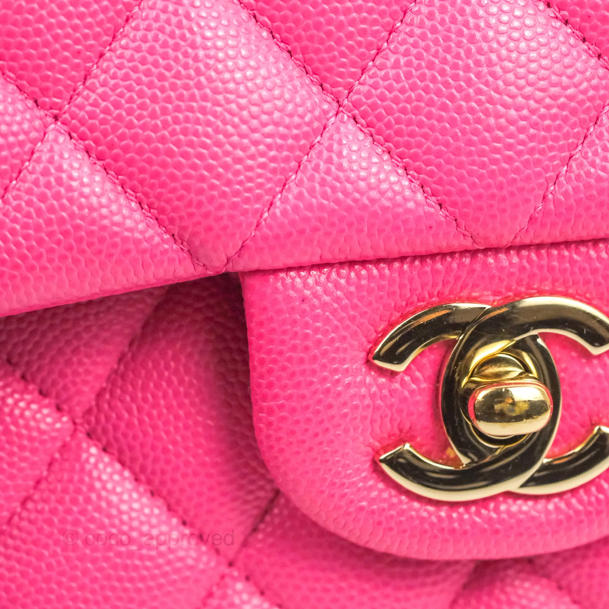 Chanel Classic Quilted M/L Medium Flap Pink Caviar Gold Hardware