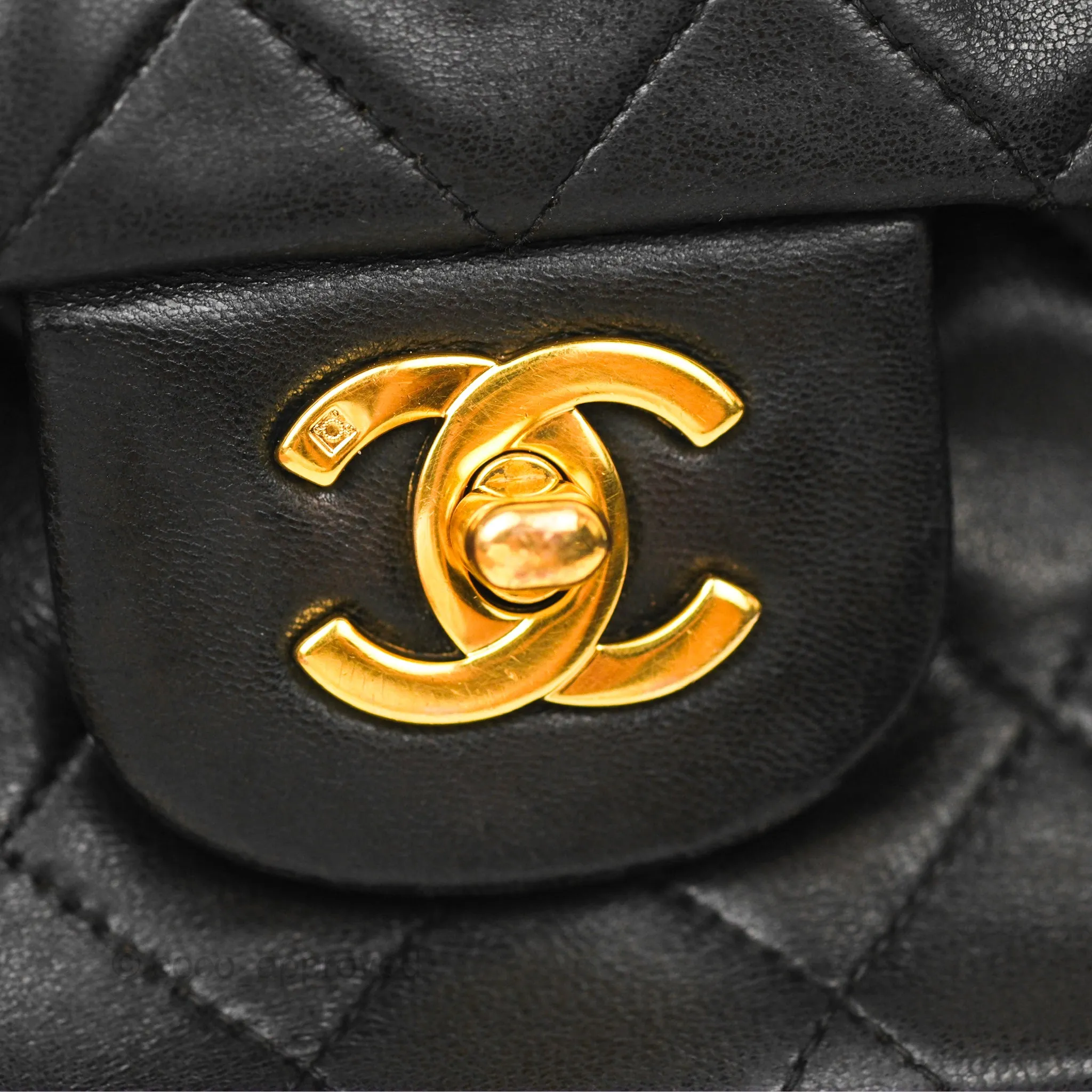 Chanel Classic Vintage Medium Flap Black Lambskin 24K Gold Hardware