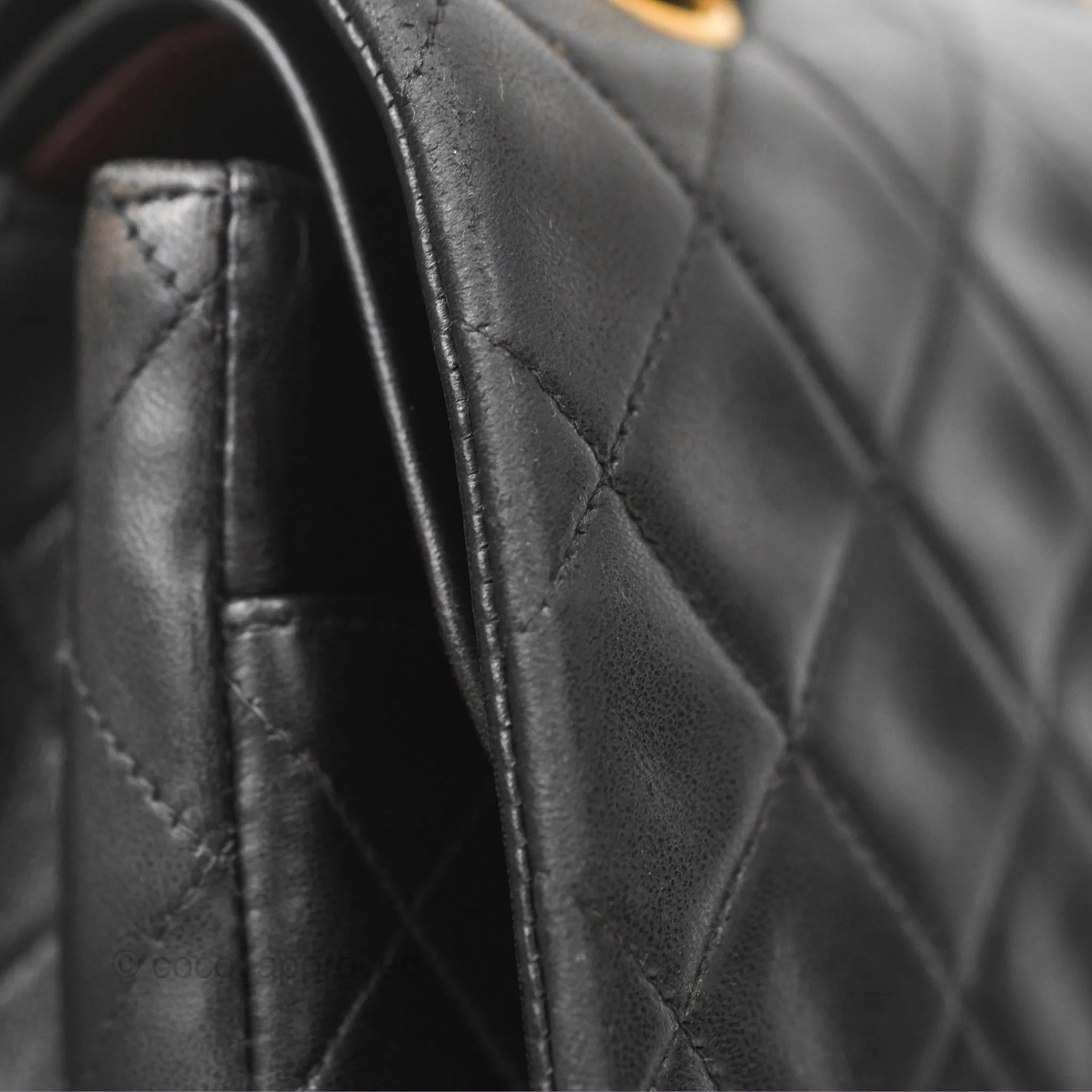 Chanel Classic Vintage Medium Flap Black Lambskin 24K Gold Hardware