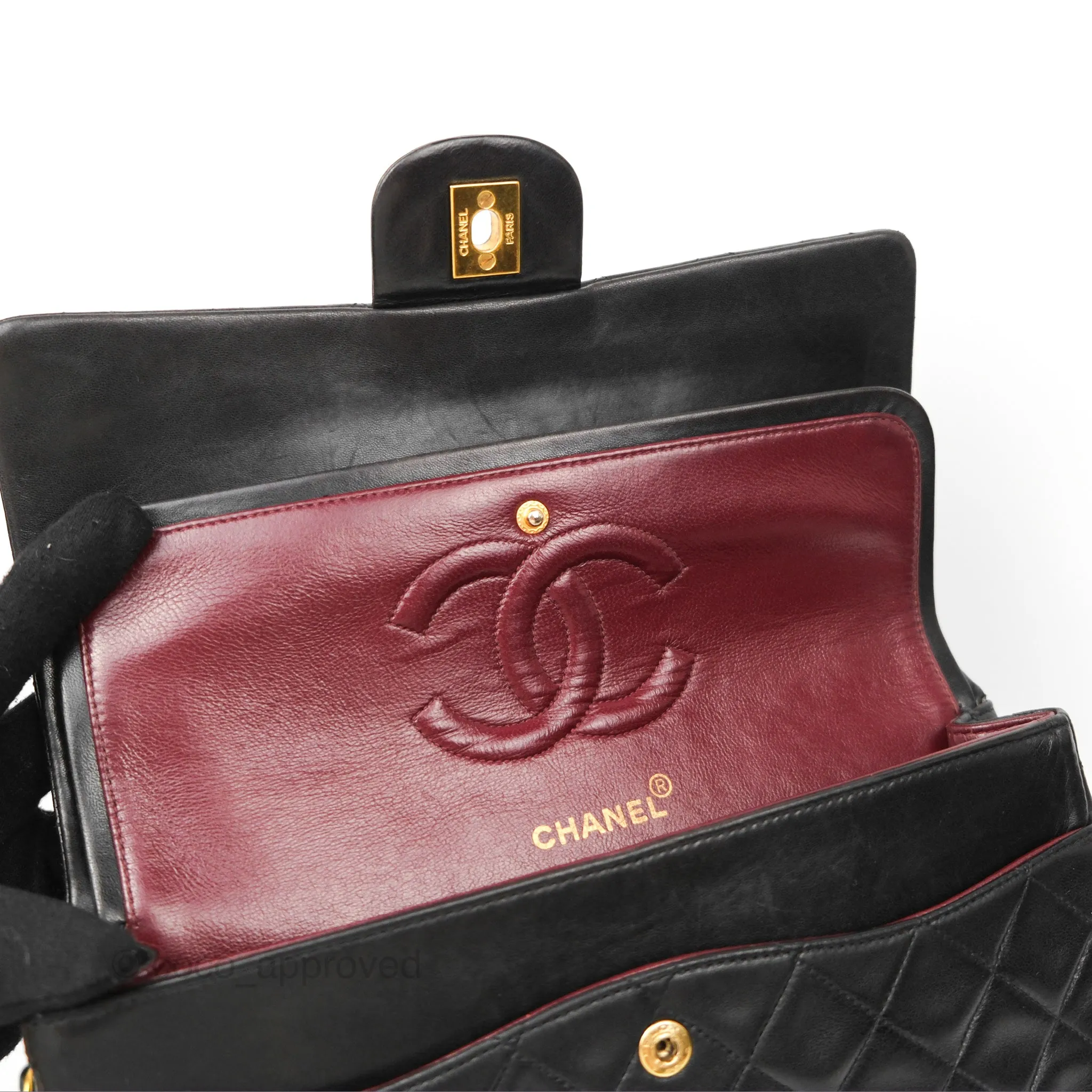 Chanel Classic Vintage Medium Flap Black Lambskin 24K Gold Hardware