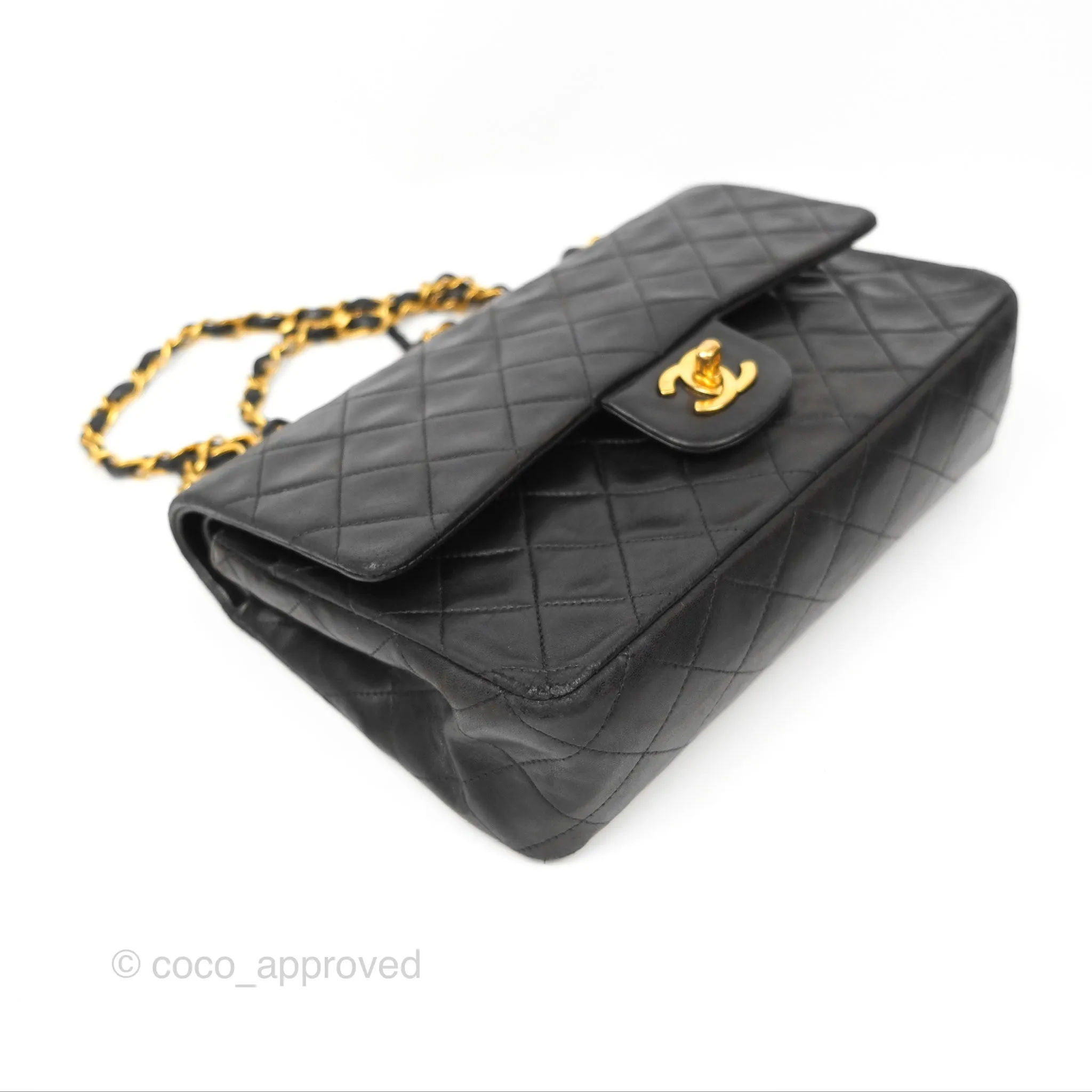 Chanel Classic Vintage Medium Flap Black Lambskin 24K Gold Hardware