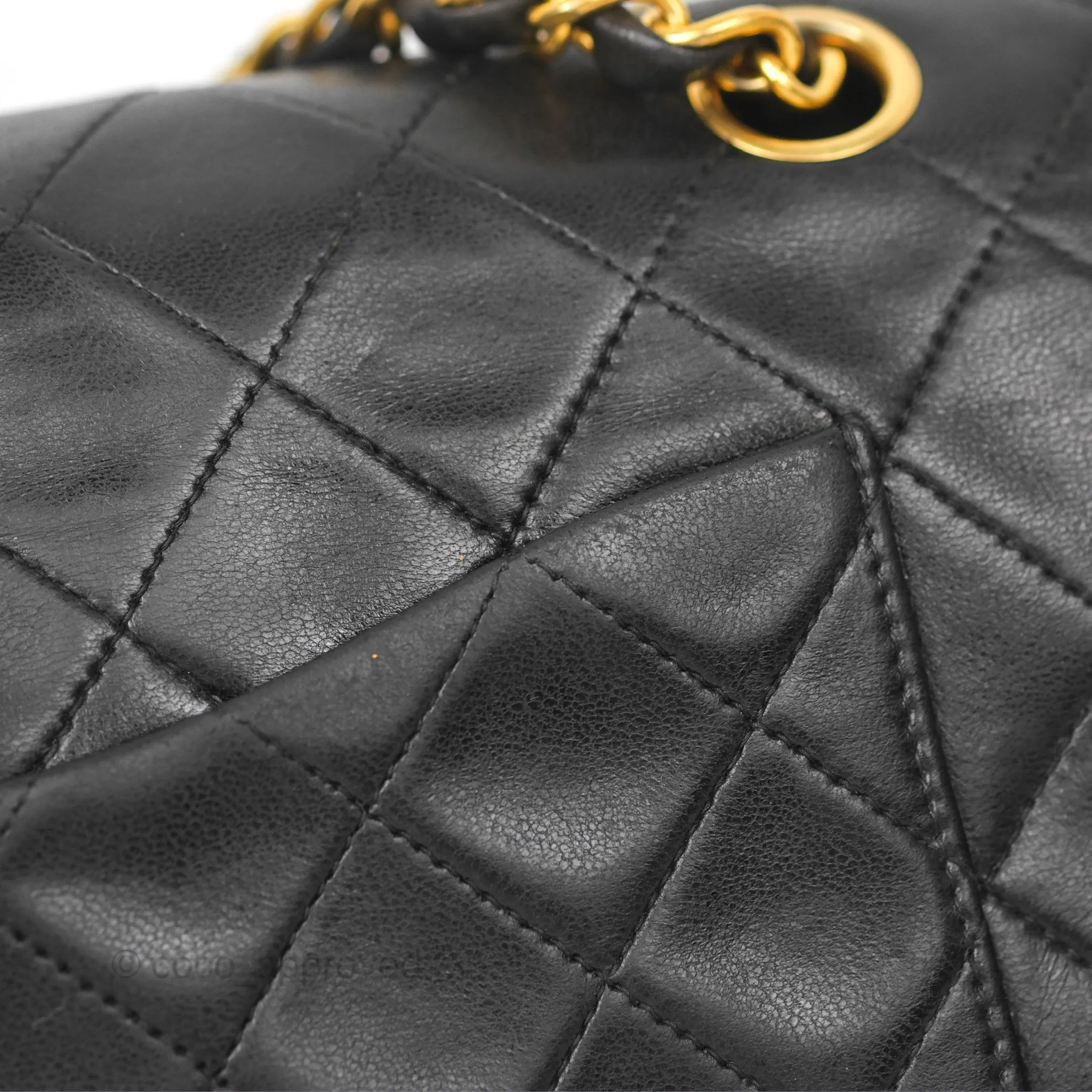 Chanel Classic Vintage Medium Flap Black Lambskin 24K Gold Hardware