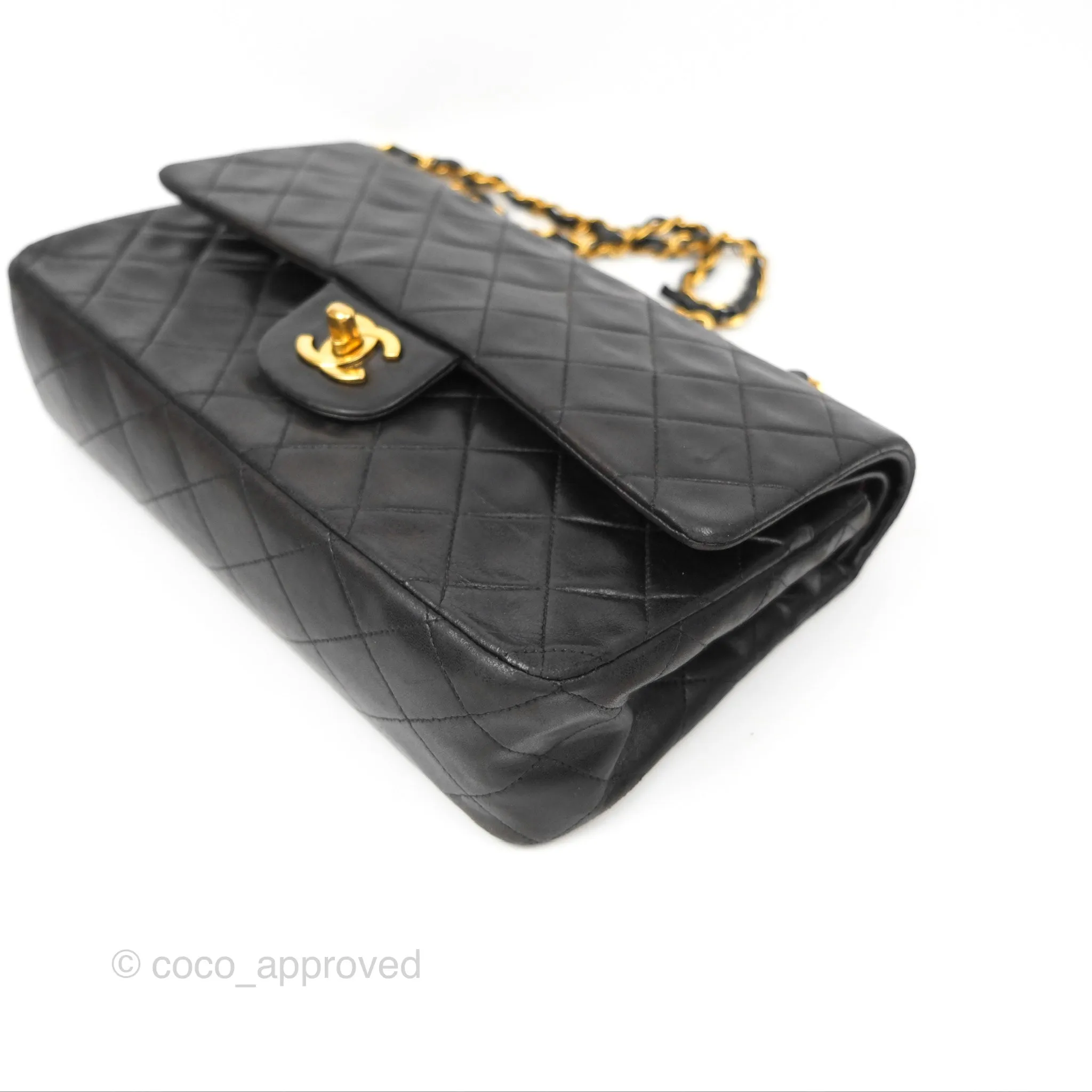 Chanel Classic Vintage Medium Flap Black Lambskin 24K Gold Hardware