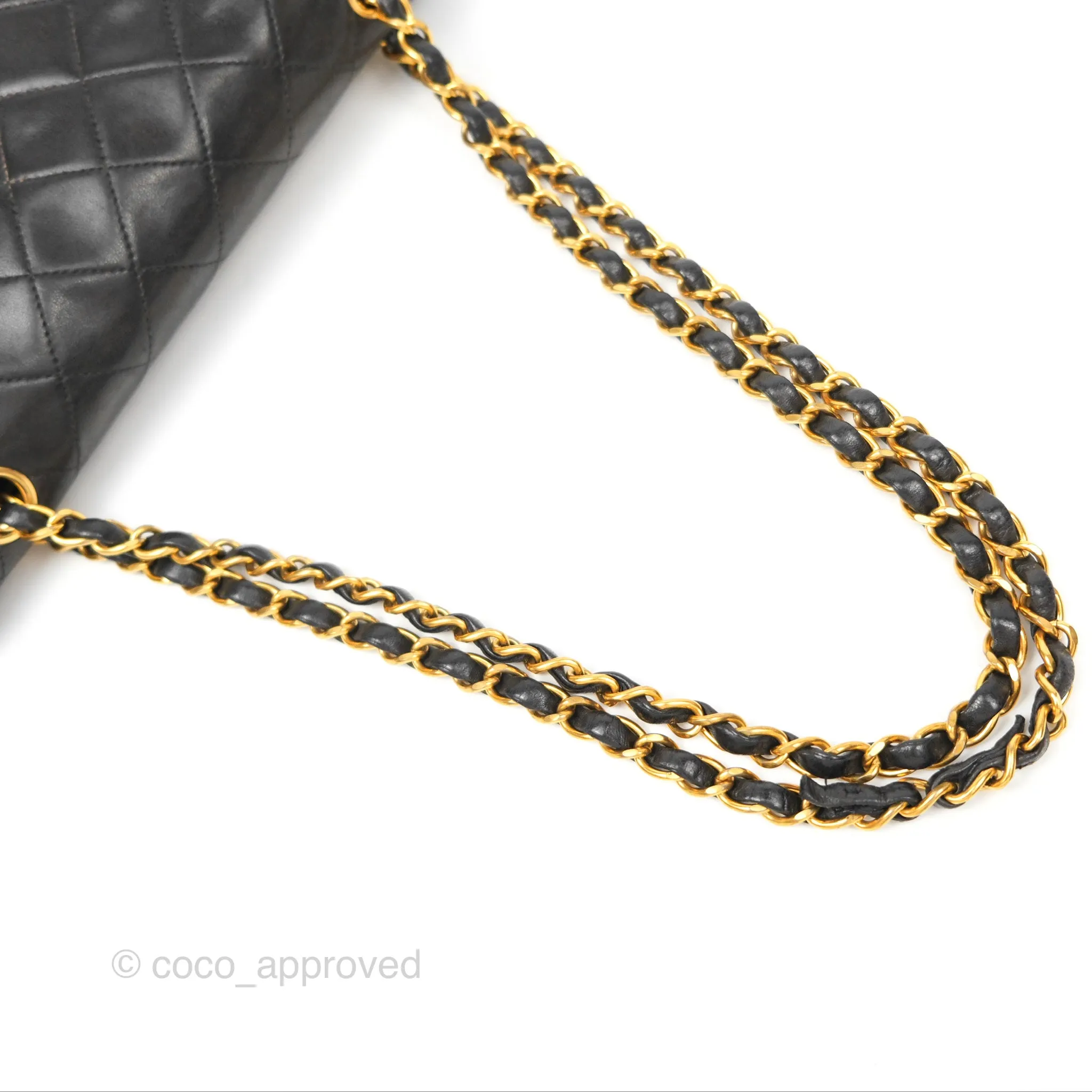 Chanel Classic Vintage Medium Flap Black Lambskin 24K Gold Hardware