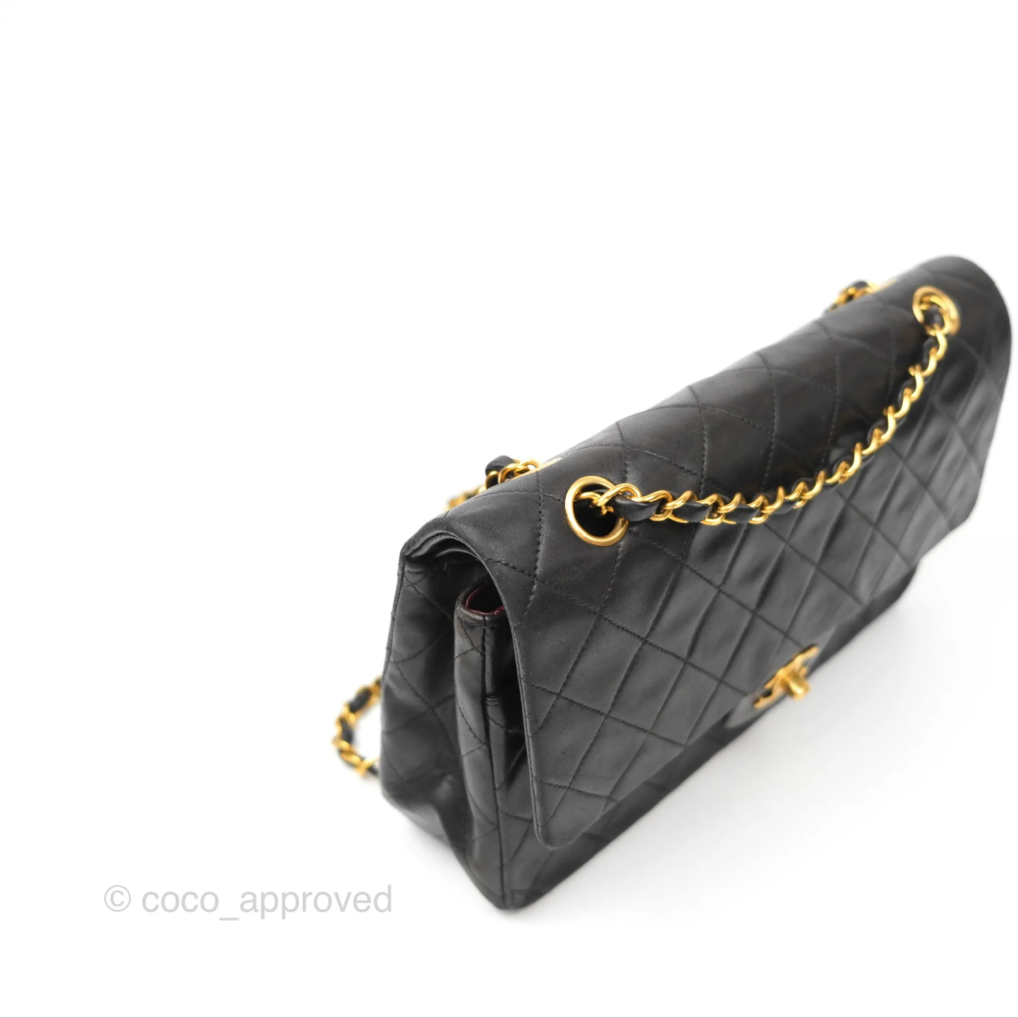 Chanel Classic Vintage Medium Flap Black Lambskin 24K Gold Hardware