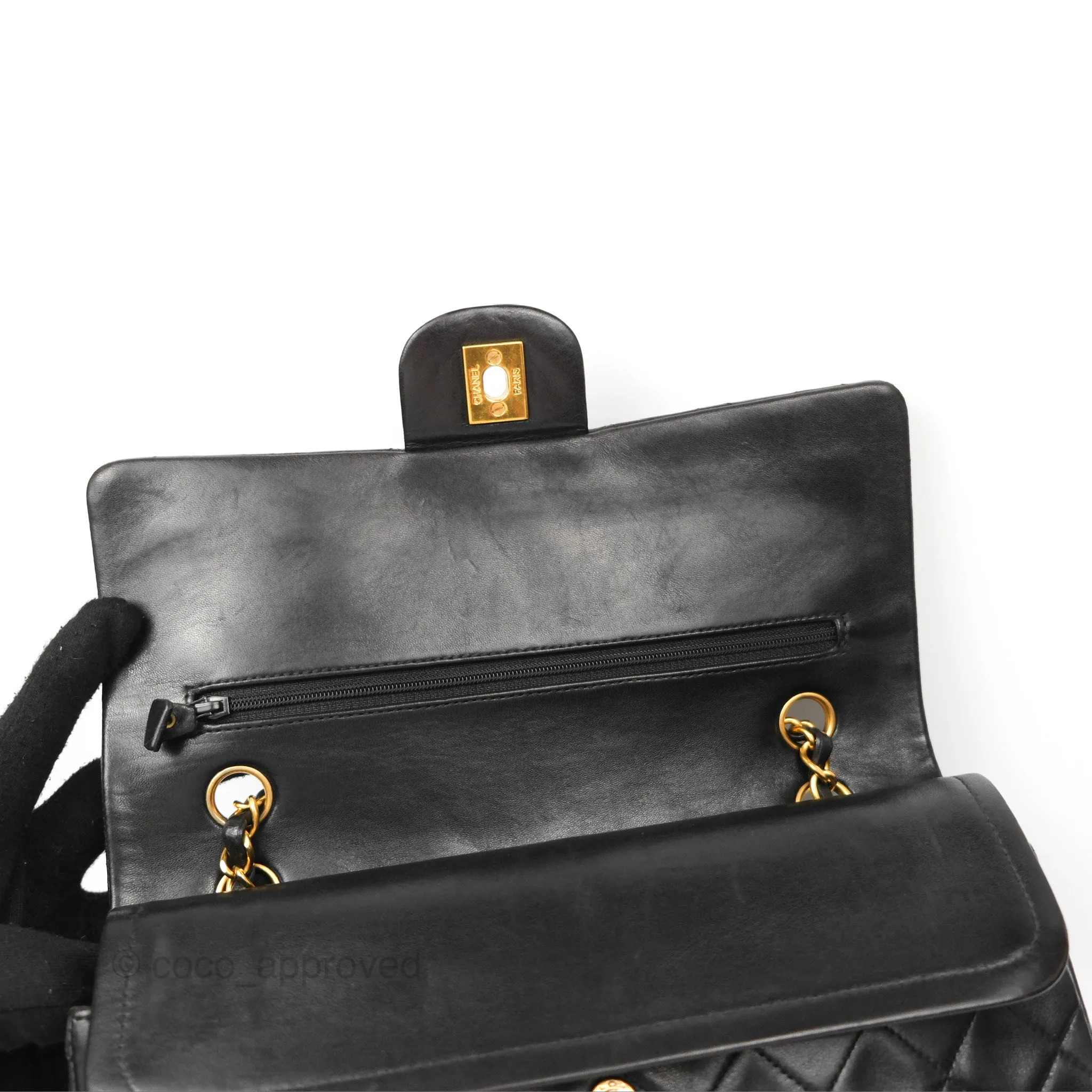 Chanel Classic Vintage Medium Flap Black Lambskin 24K Gold Hardware