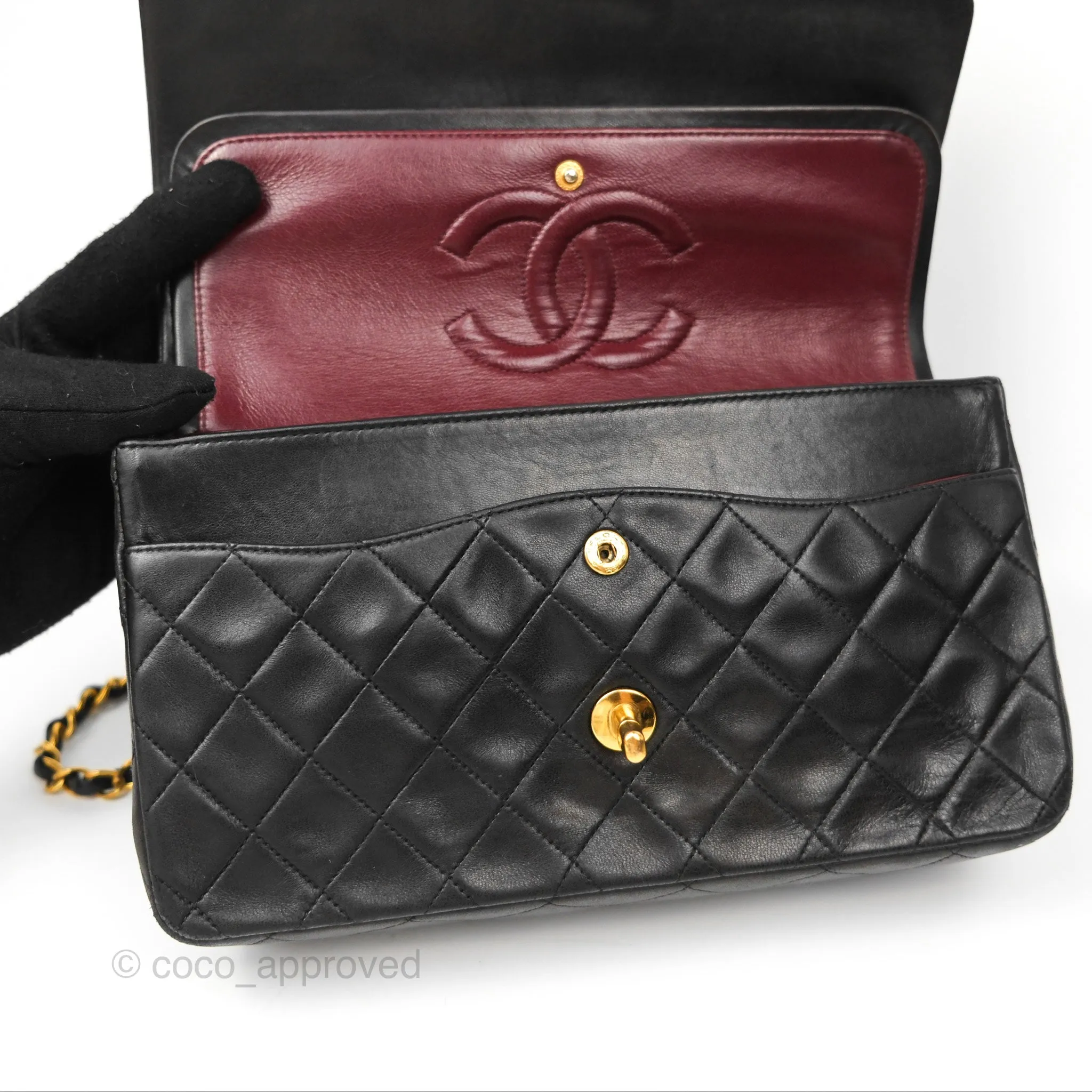 Chanel Classic Vintage Medium Flap Black Lambskin 24K Gold Hardware