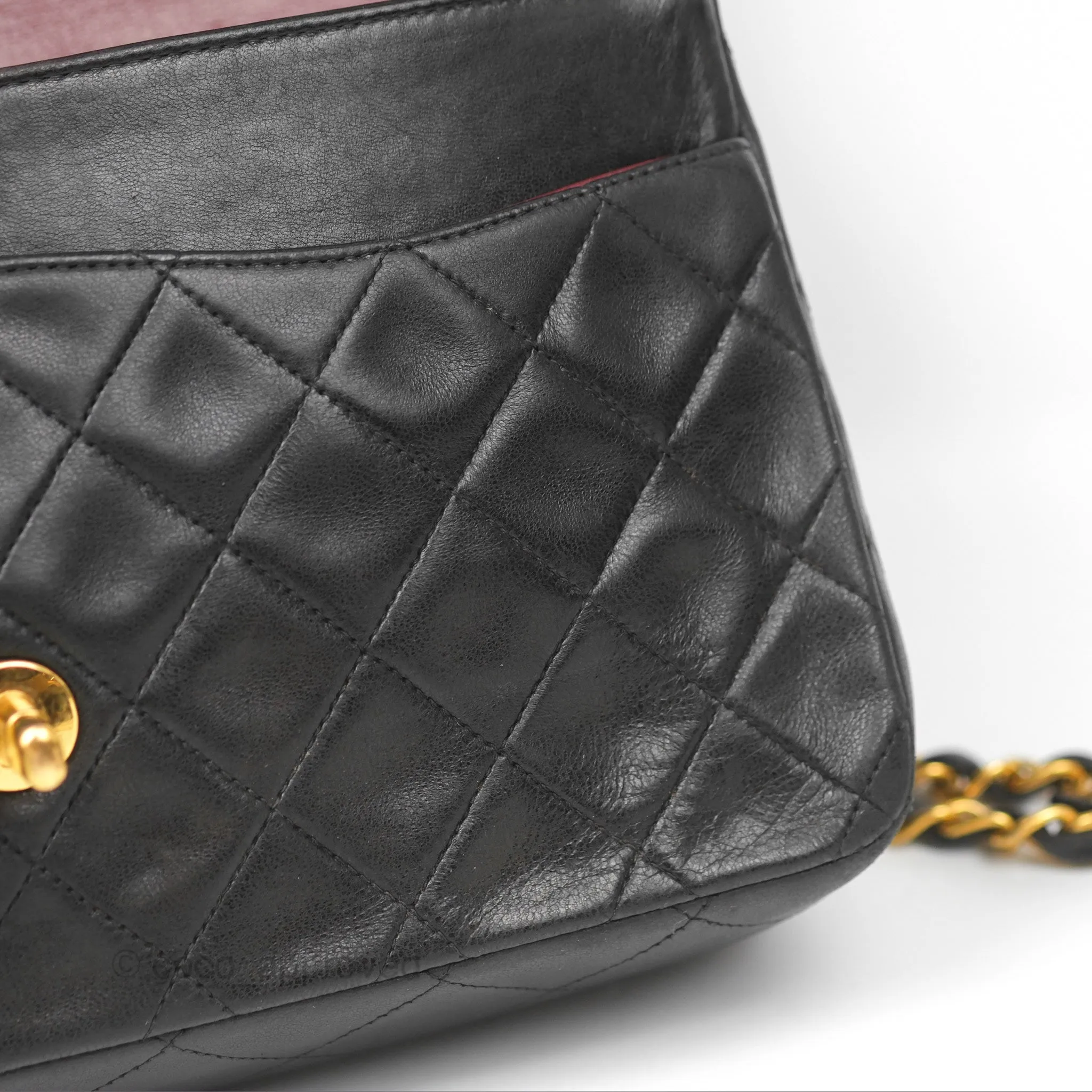 Chanel Classic Vintage Medium Flap Black Lambskin 24K Gold Hardware