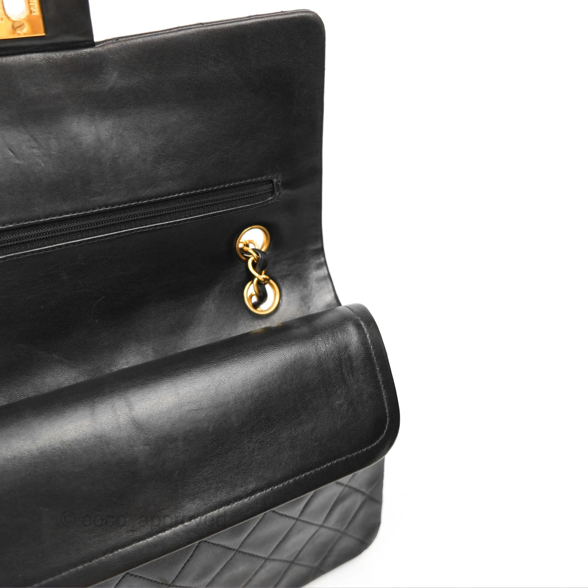 Chanel Classic Vintage Medium Flap Black Lambskin 24K Gold Hardware