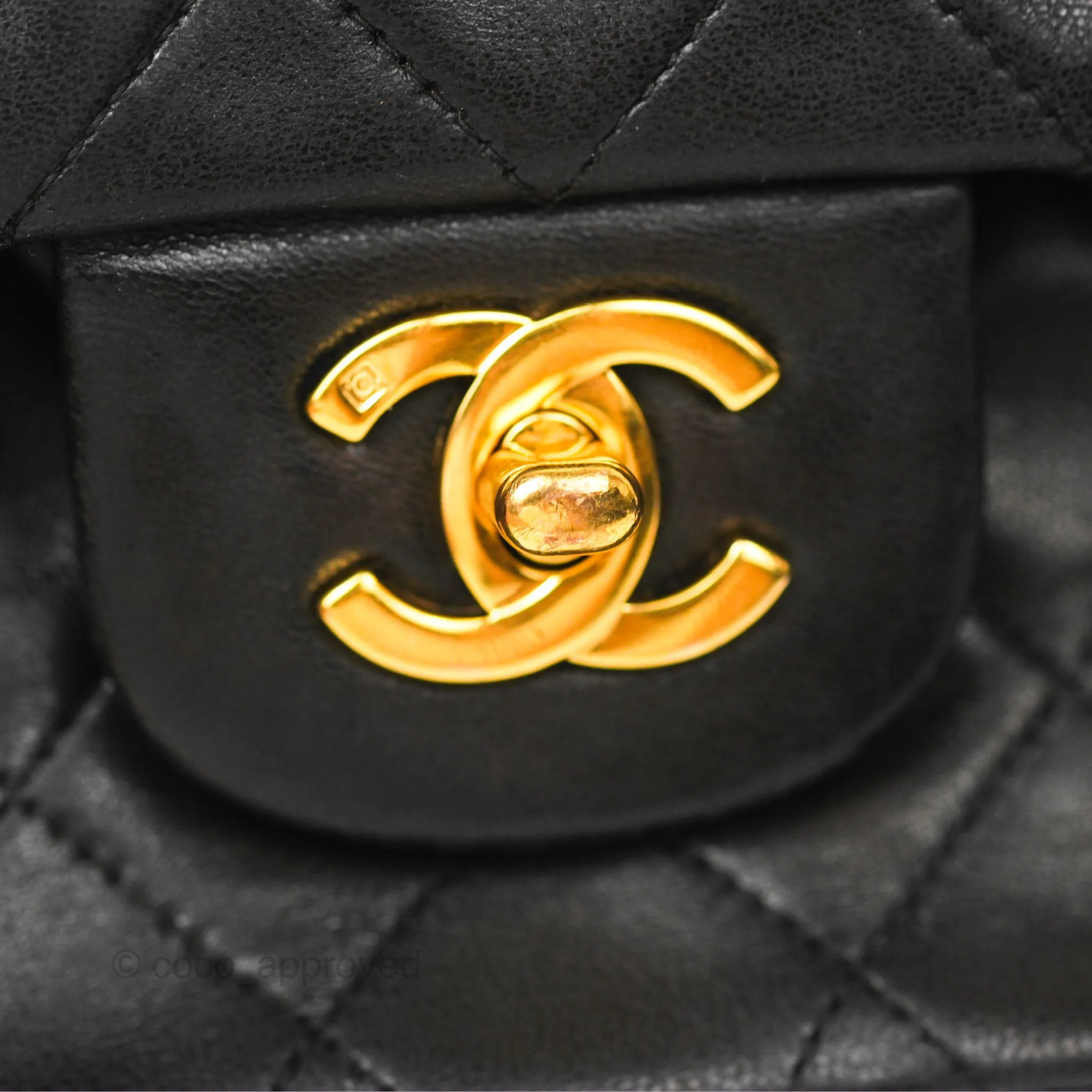 Chanel Classic Vintage Medium Flap Black Lambskin 24K Gold Hardware