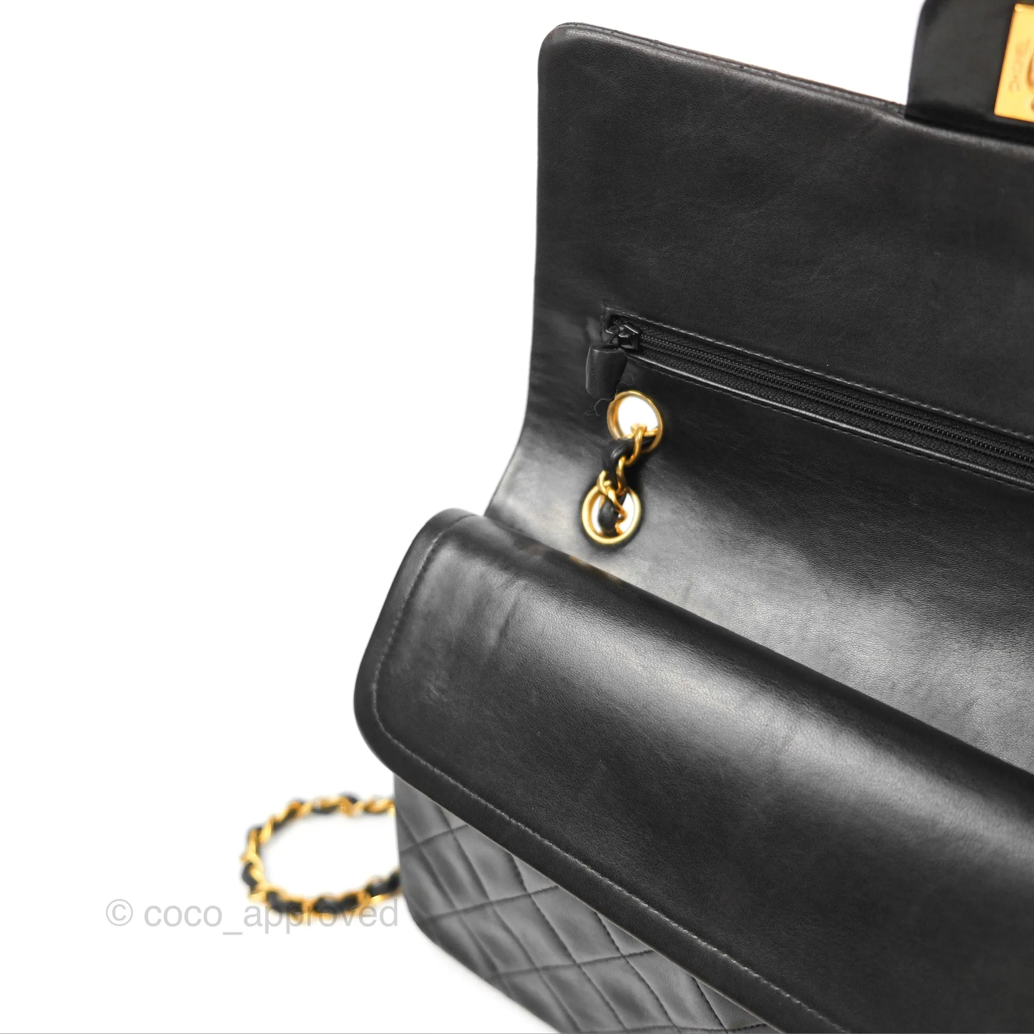 Chanel Classic Vintage Medium Flap Black Lambskin 24K Gold Hardware
