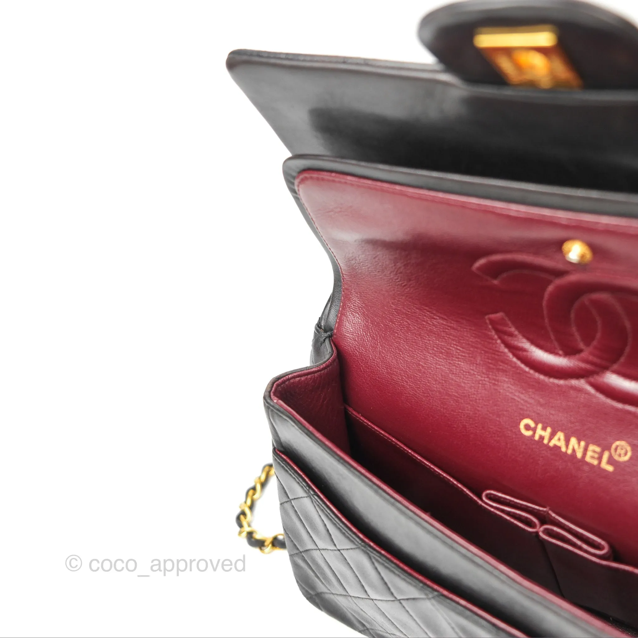 Chanel Classic Vintage Medium Flap Black Lambskin 24K Gold Hardware