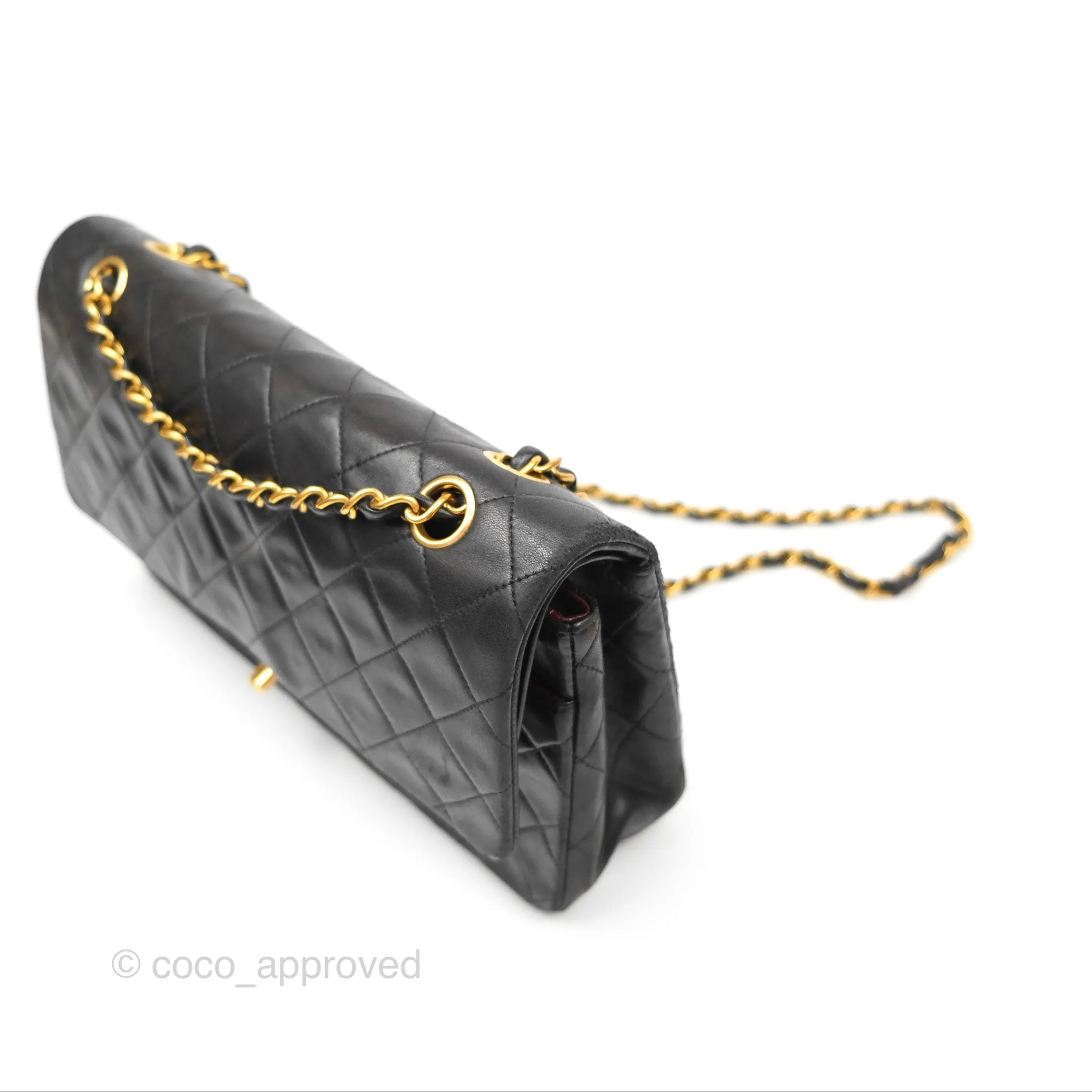 Chanel Classic Vintage Medium Flap Black Lambskin 24K Gold Hardware