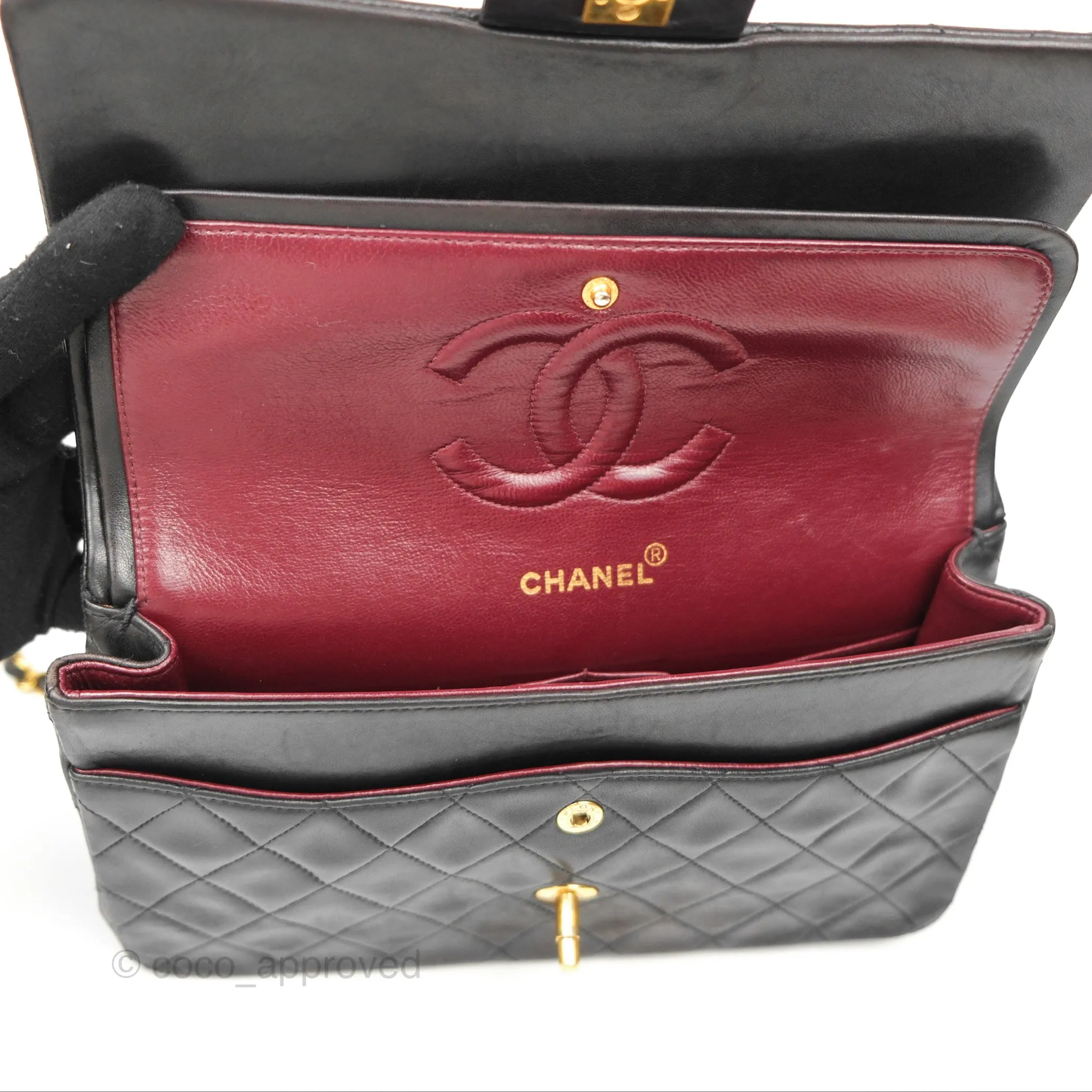 Chanel Classic Vintage Medium Flap Black Lambskin 24K Gold Hardware
