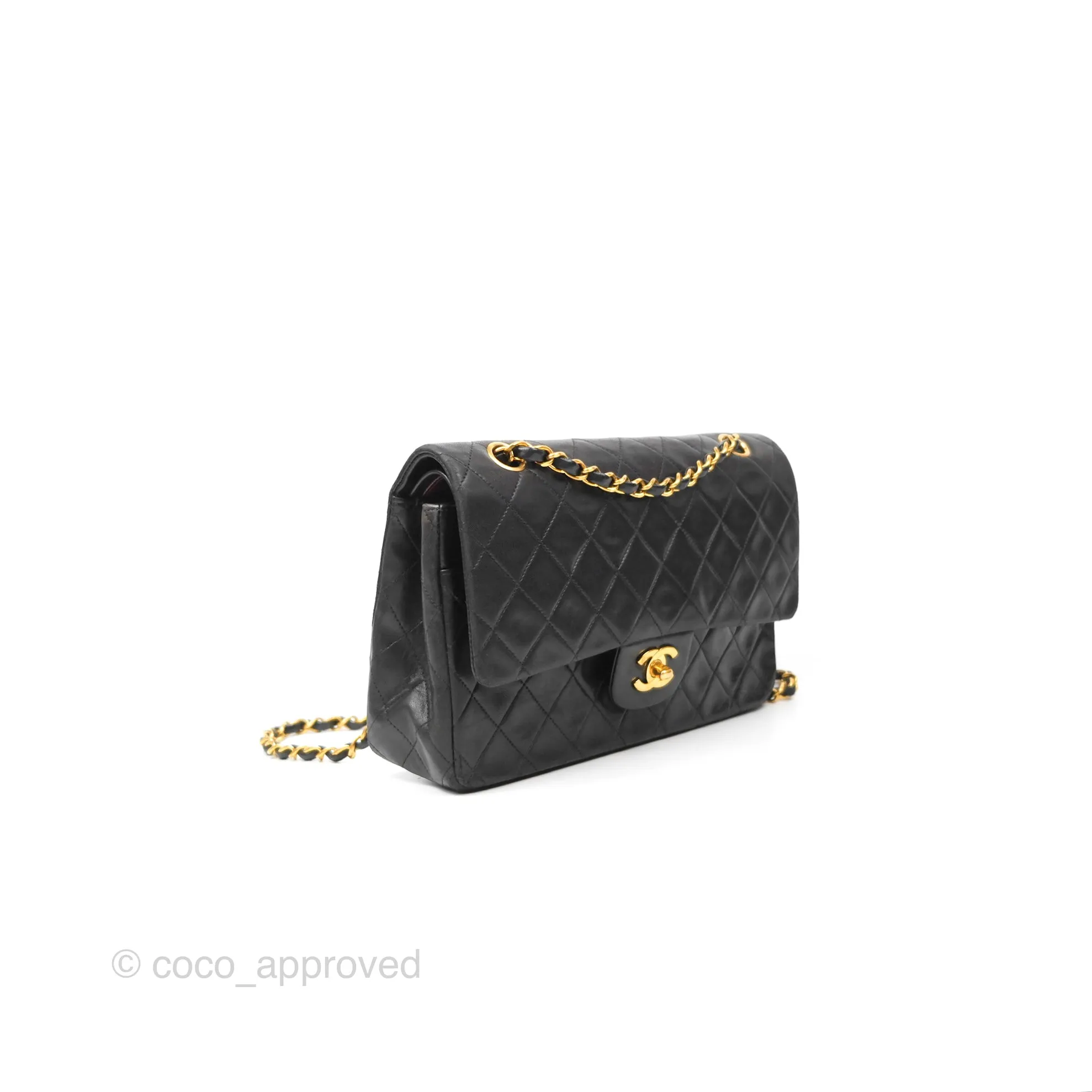 Chanel Classic Vintage Medium Flap Black Lambskin 24K Gold Hardware