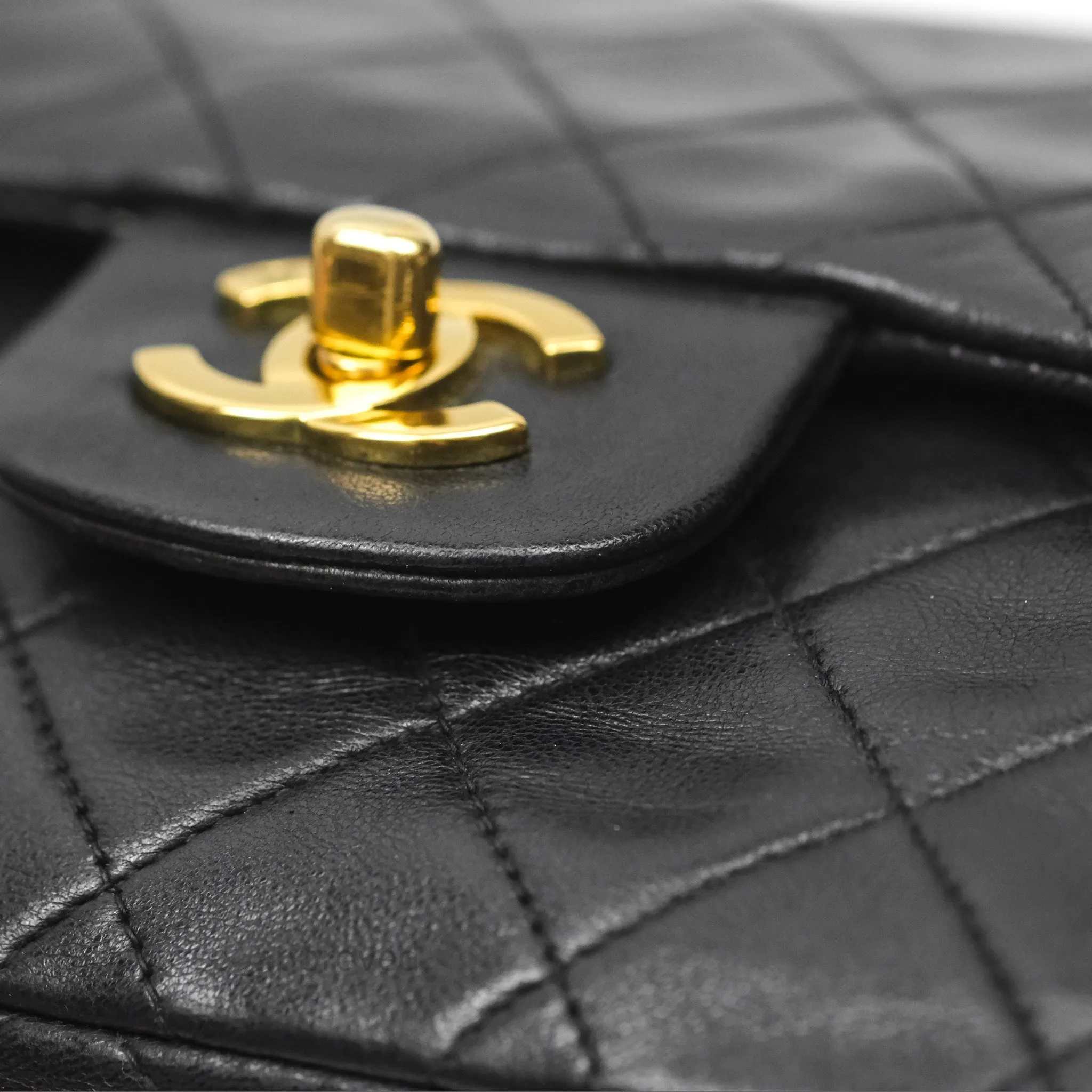 Chanel Classic Vintage Small Flap Black Lambskin 24K Gold Hardware