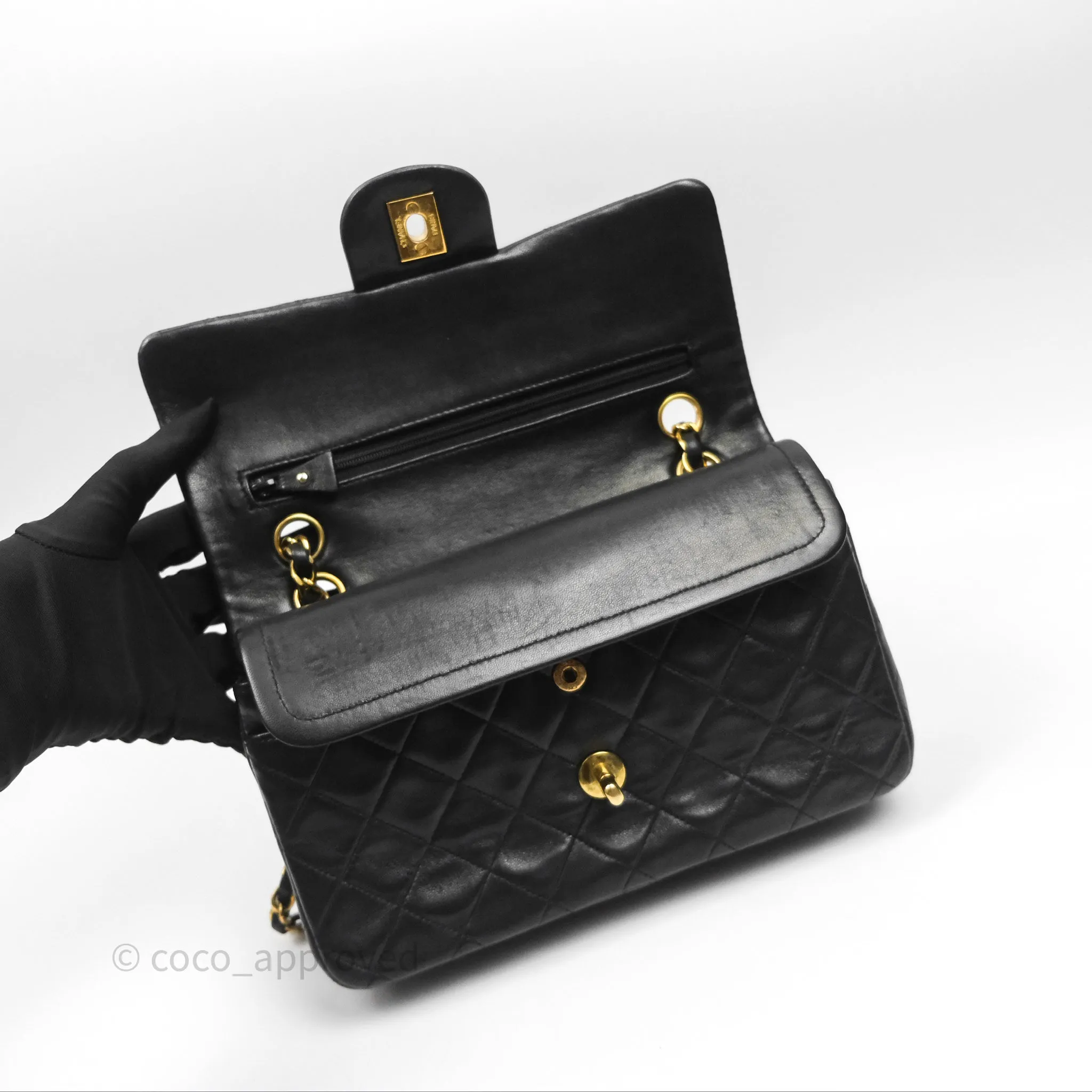 Chanel Classic Vintage Small Flap Black Lambskin 24K Gold Hardware