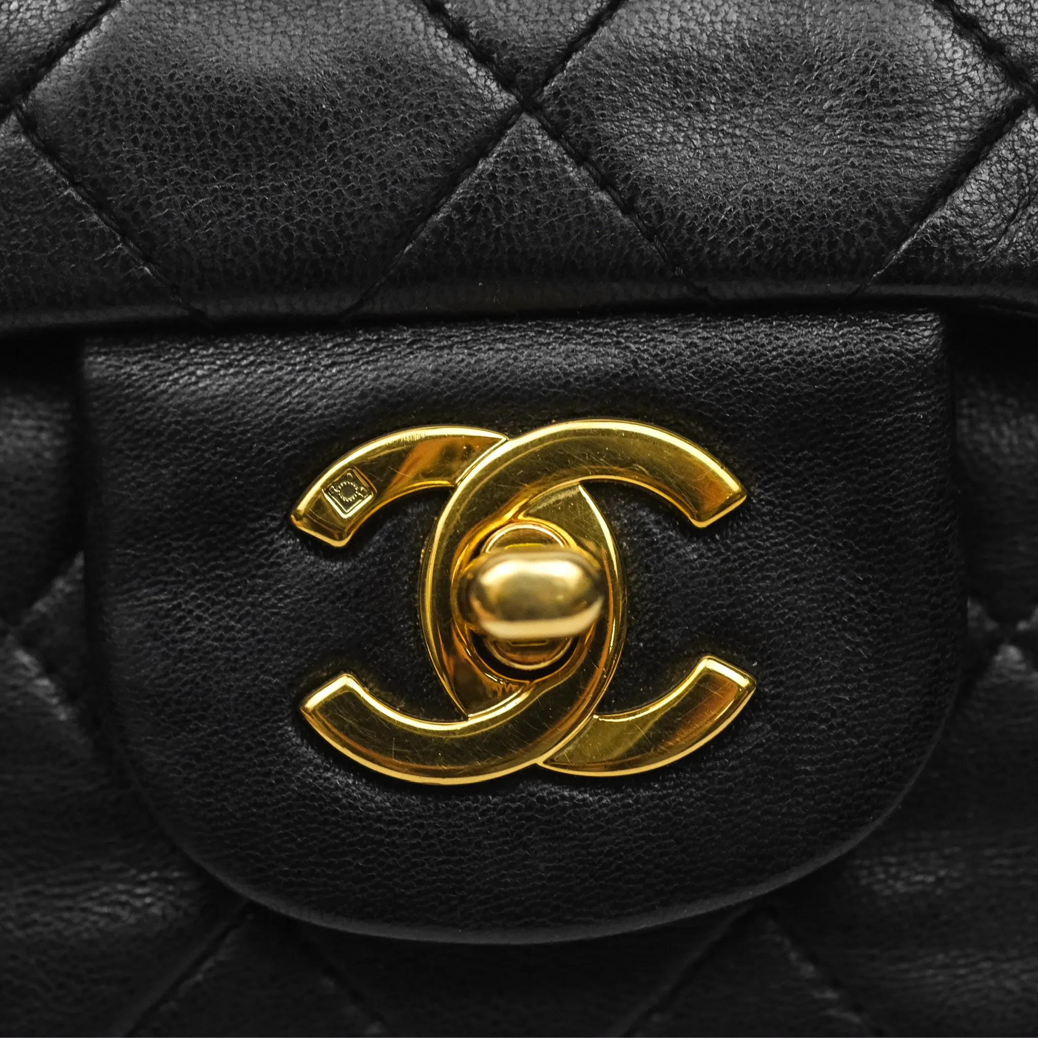 Chanel Classic Vintage Small Flap Black Lambskin 24K Gold Hardware