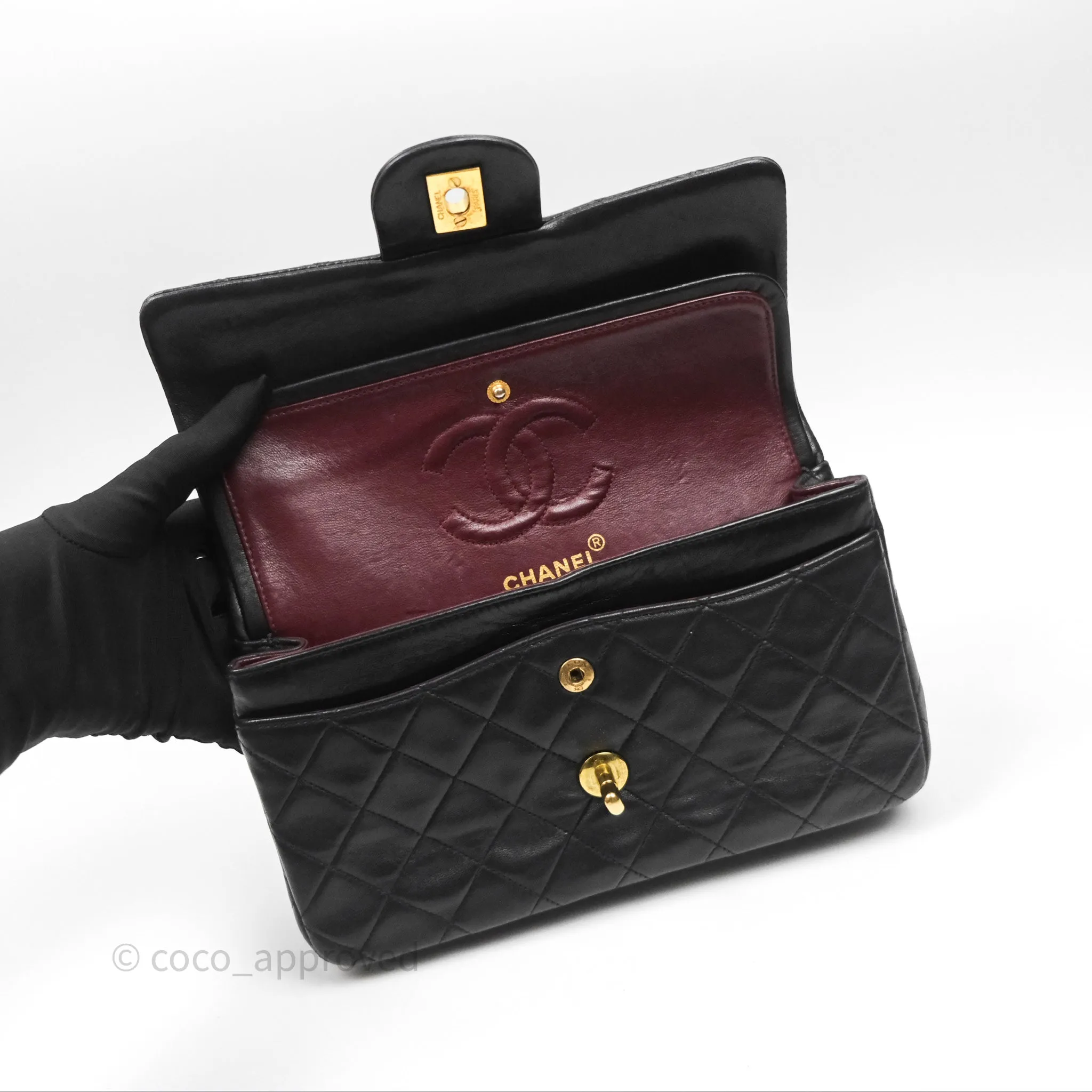 Chanel Classic Vintage Small Flap Black Lambskin 24K Gold Hardware