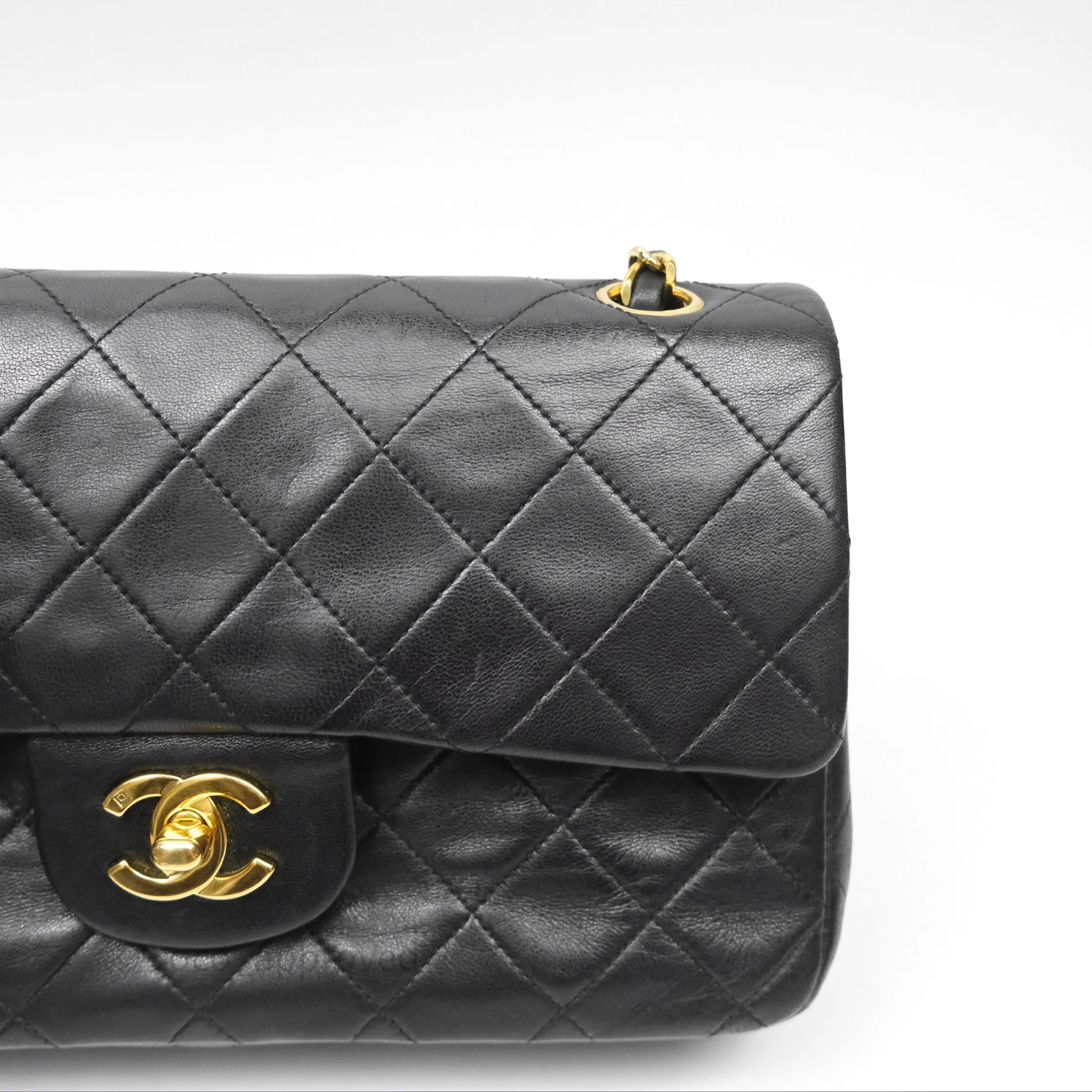 Chanel Classic Vintage Small Flap Black Lambskin 24K Gold Hardware