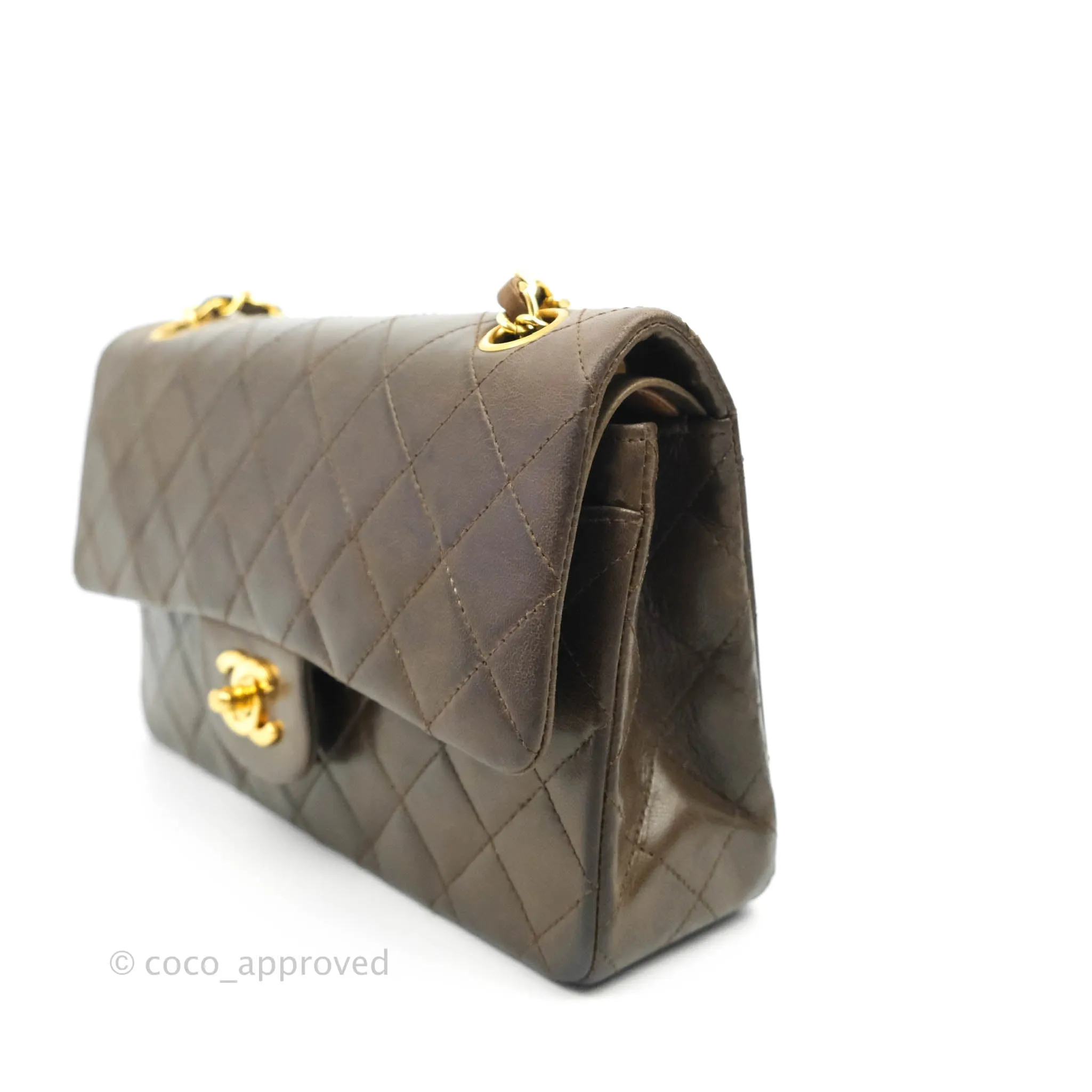 Chanel Classic Vintage Small Flap Brown Lambskin 24K Gold Hardware