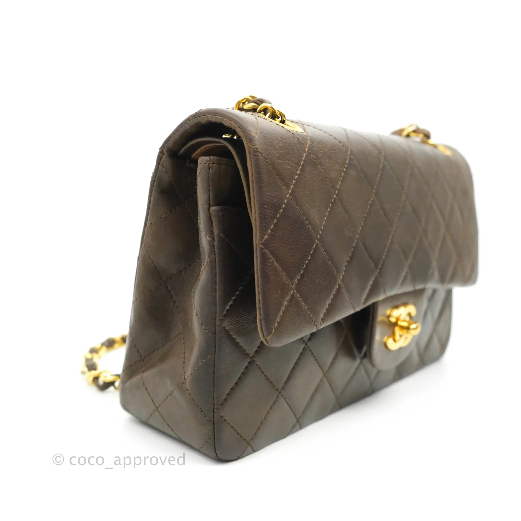 Chanel Classic Vintage Small Flap Brown Lambskin 24K Gold Hardware