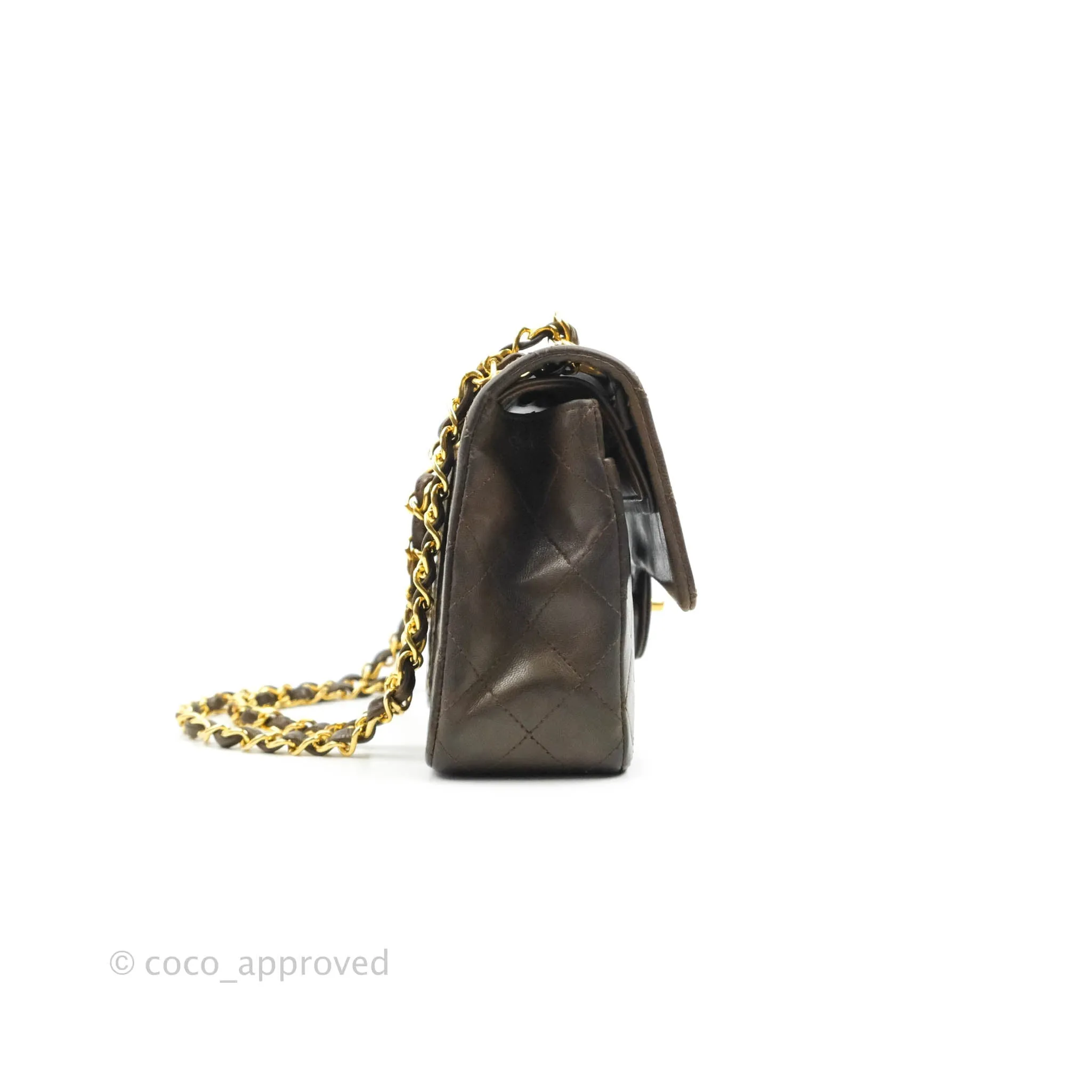 Chanel Classic Vintage Small Flap Brown Lambskin 24K Gold Hardware
