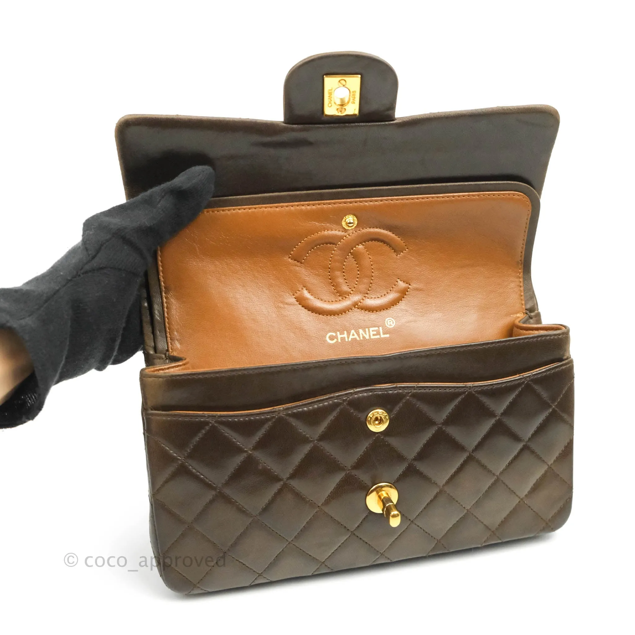 Chanel Classic Vintage Small Flap Brown Lambskin 24K Gold Hardware