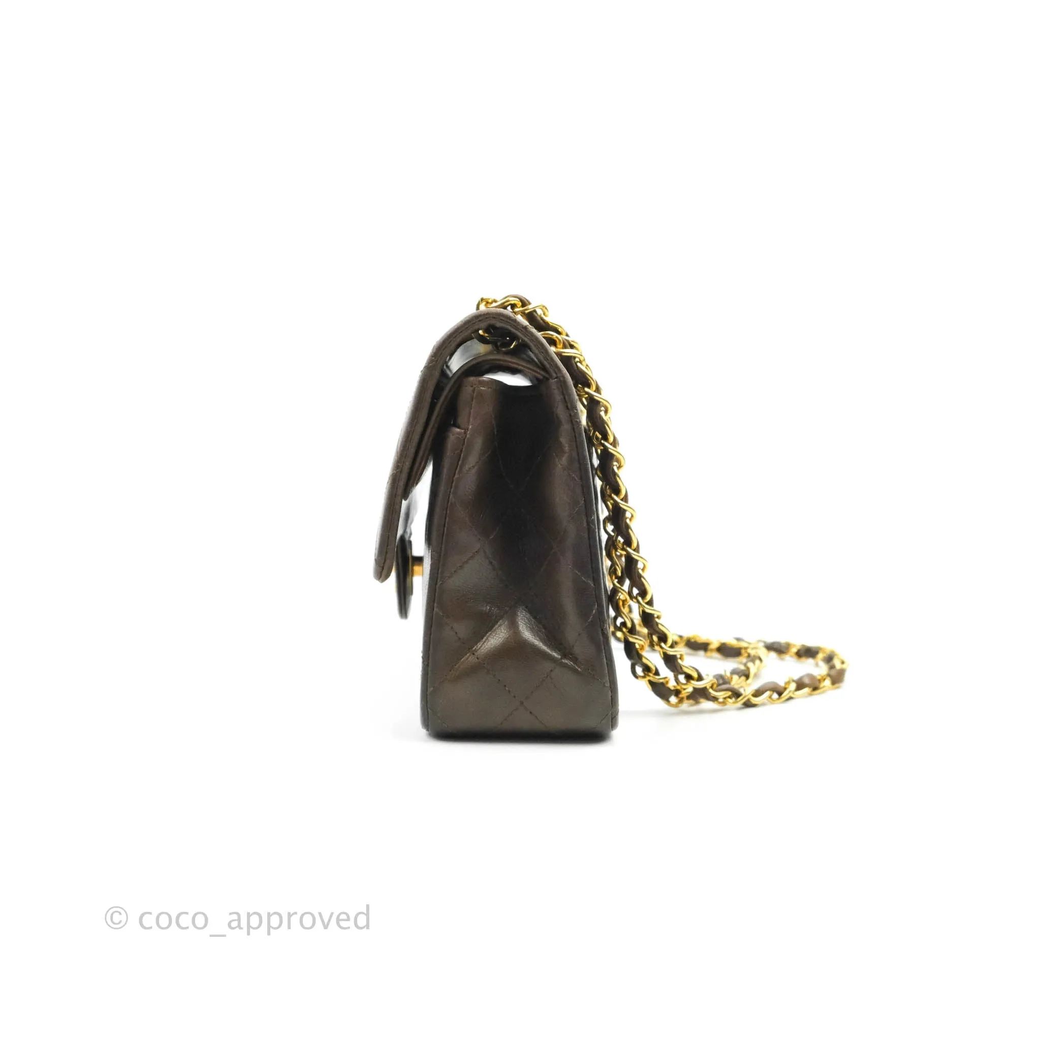 Chanel Classic Vintage Small Flap Brown Lambskin 24K Gold Hardware