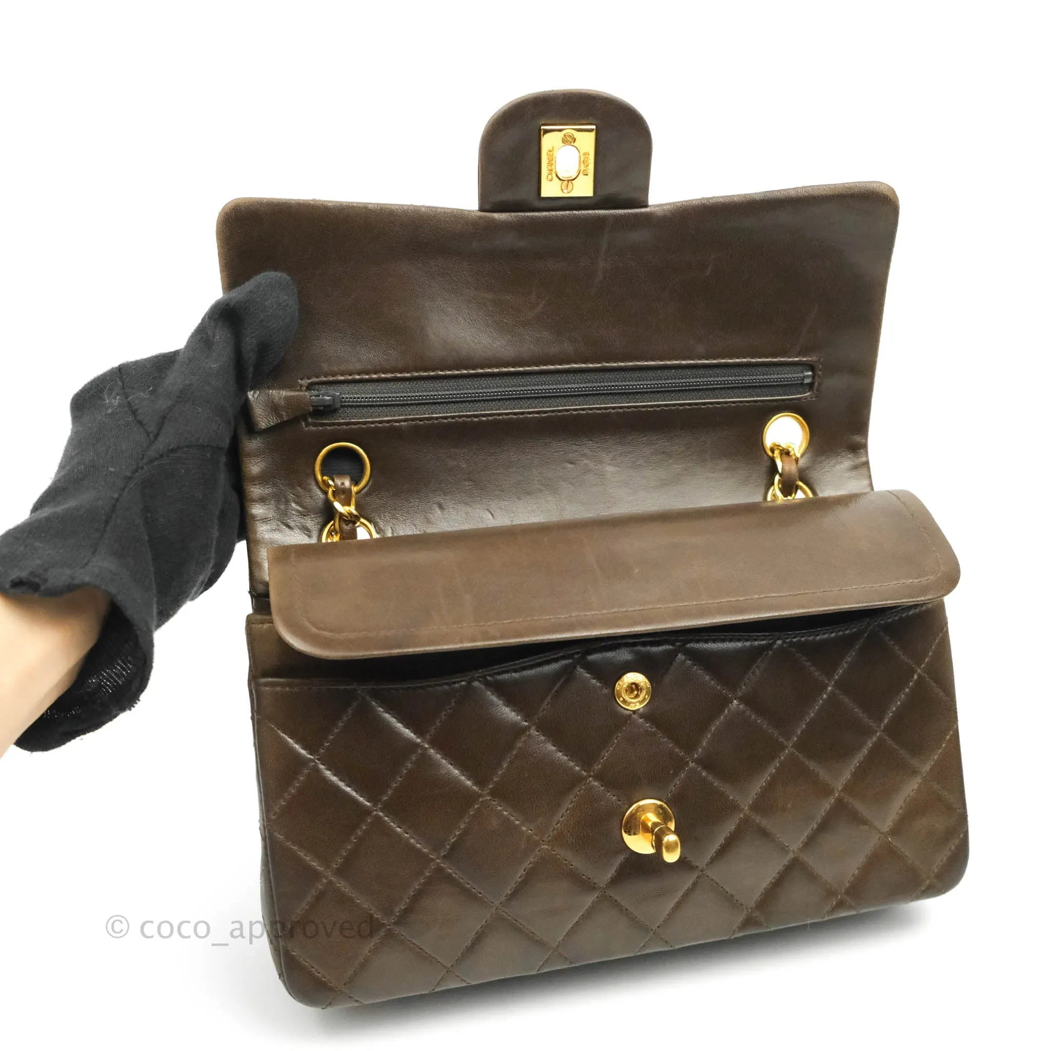 Chanel Classic Vintage Small Flap Brown Lambskin 24K Gold Hardware