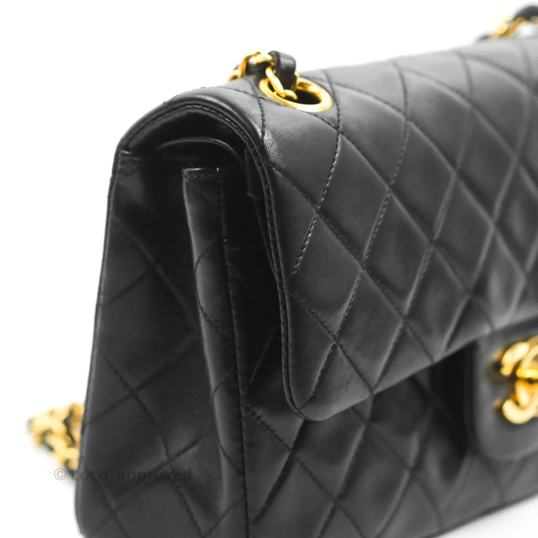 Chanel Classic Vintage Small S/M Flap Black Lambskin 24K Gold Hardware